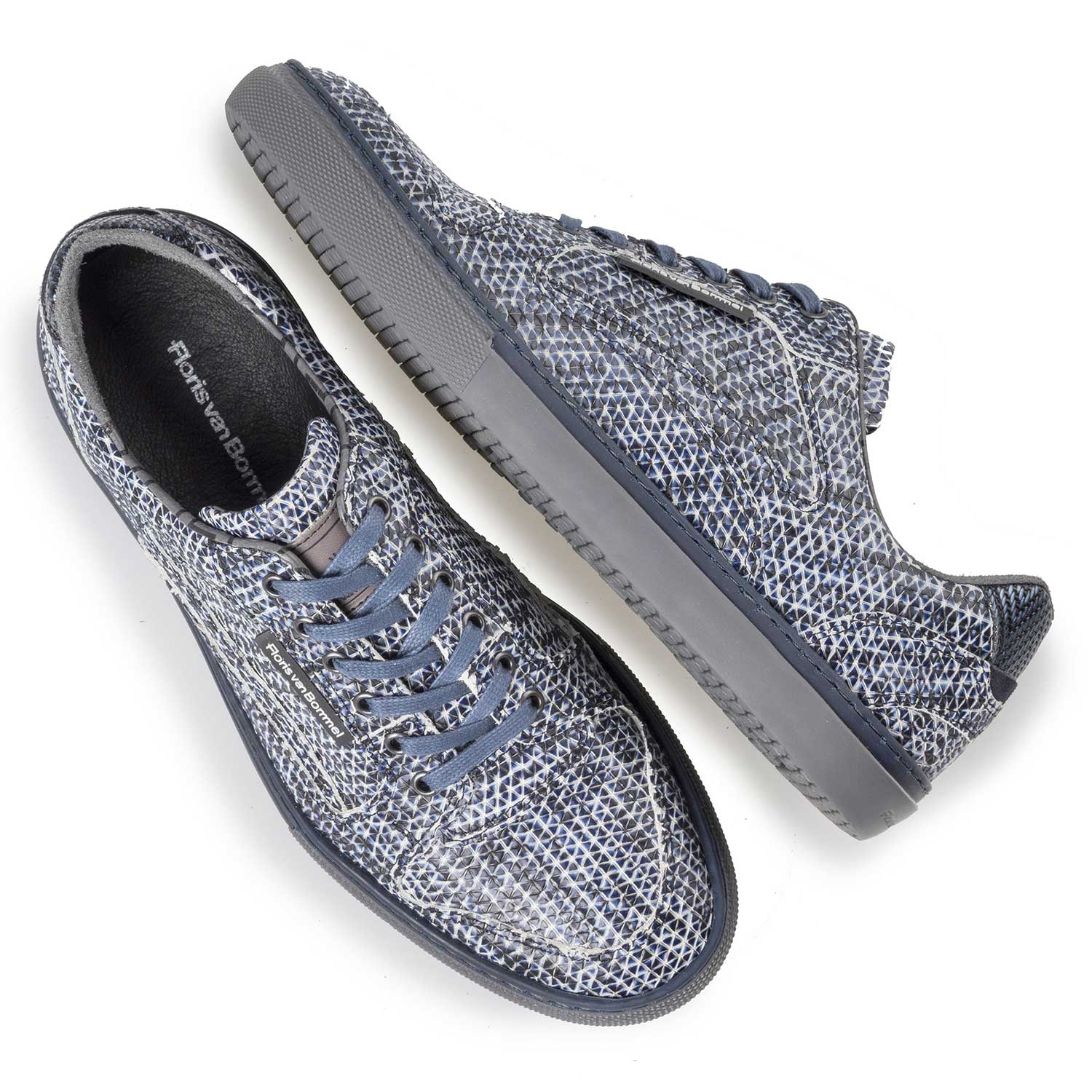 14279/01 - Blue patterned calf’s leather sneaker 14279/01 - Blue patterned calf’s leather sneaker