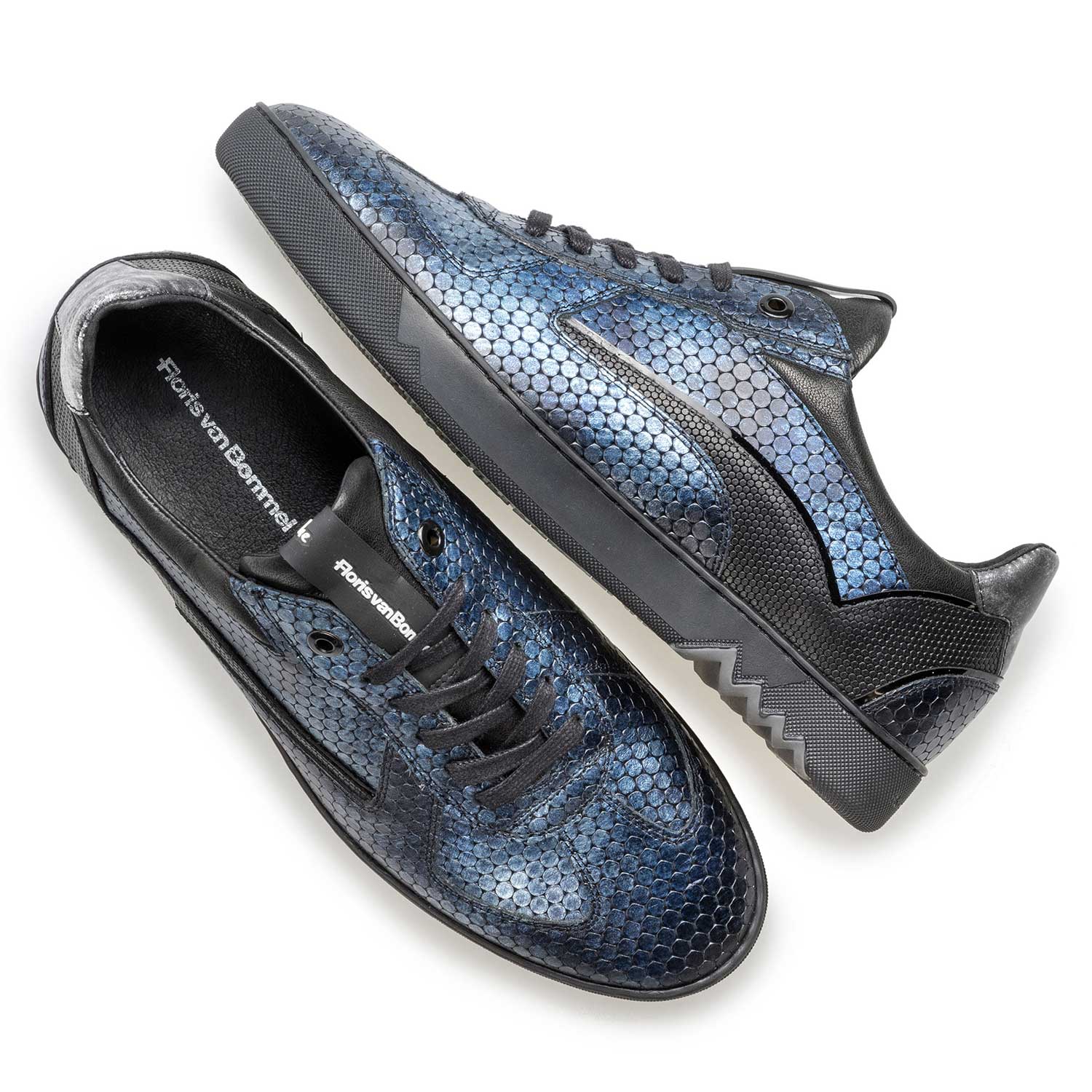 16242/11 - Blue metallic print leather sneaker 16242/11 - Blue metallic print leather sneaker