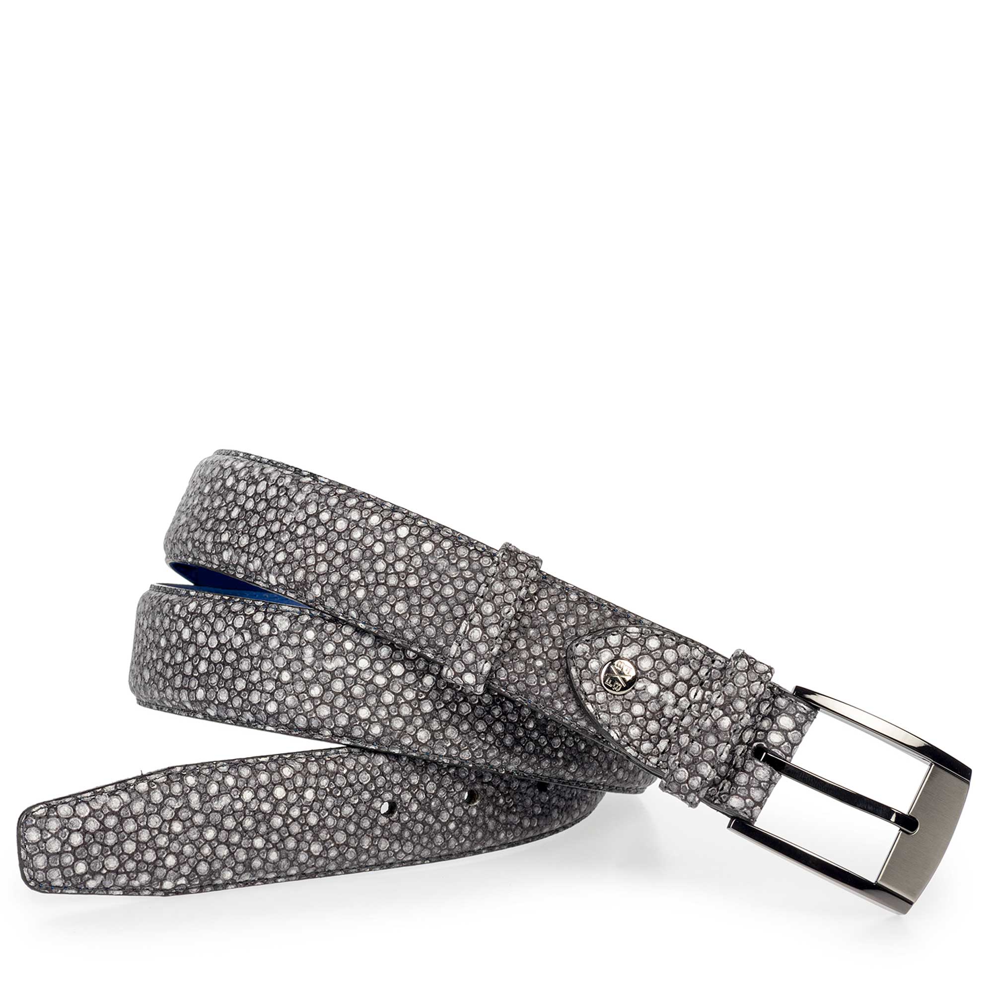 75180/11 - Grey, patterned leather belt 75180/11 - Grey, patterned leather belt