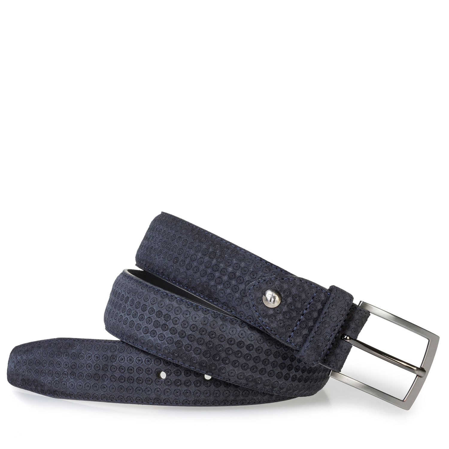 75200/77 - Blue suede leather belt with print 75200/77 - Blue suede leather belt with print