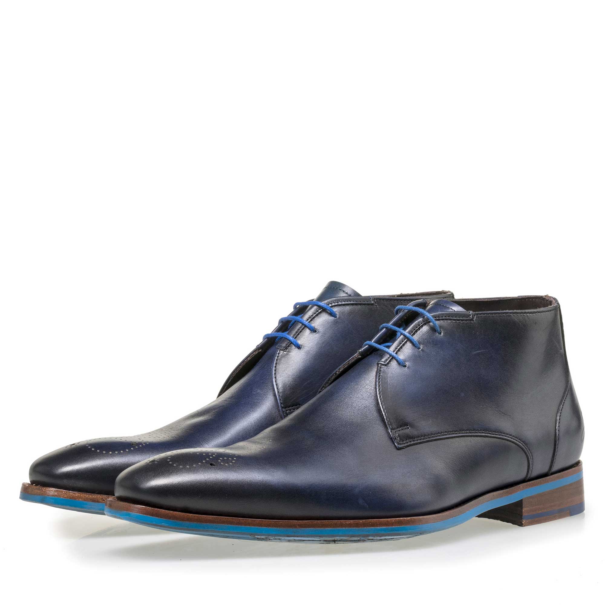 20040/03 - Floris van Bommel men’s blue leather lace boot 20040/03 - Floris van Bommel men’s blue leather lace boot