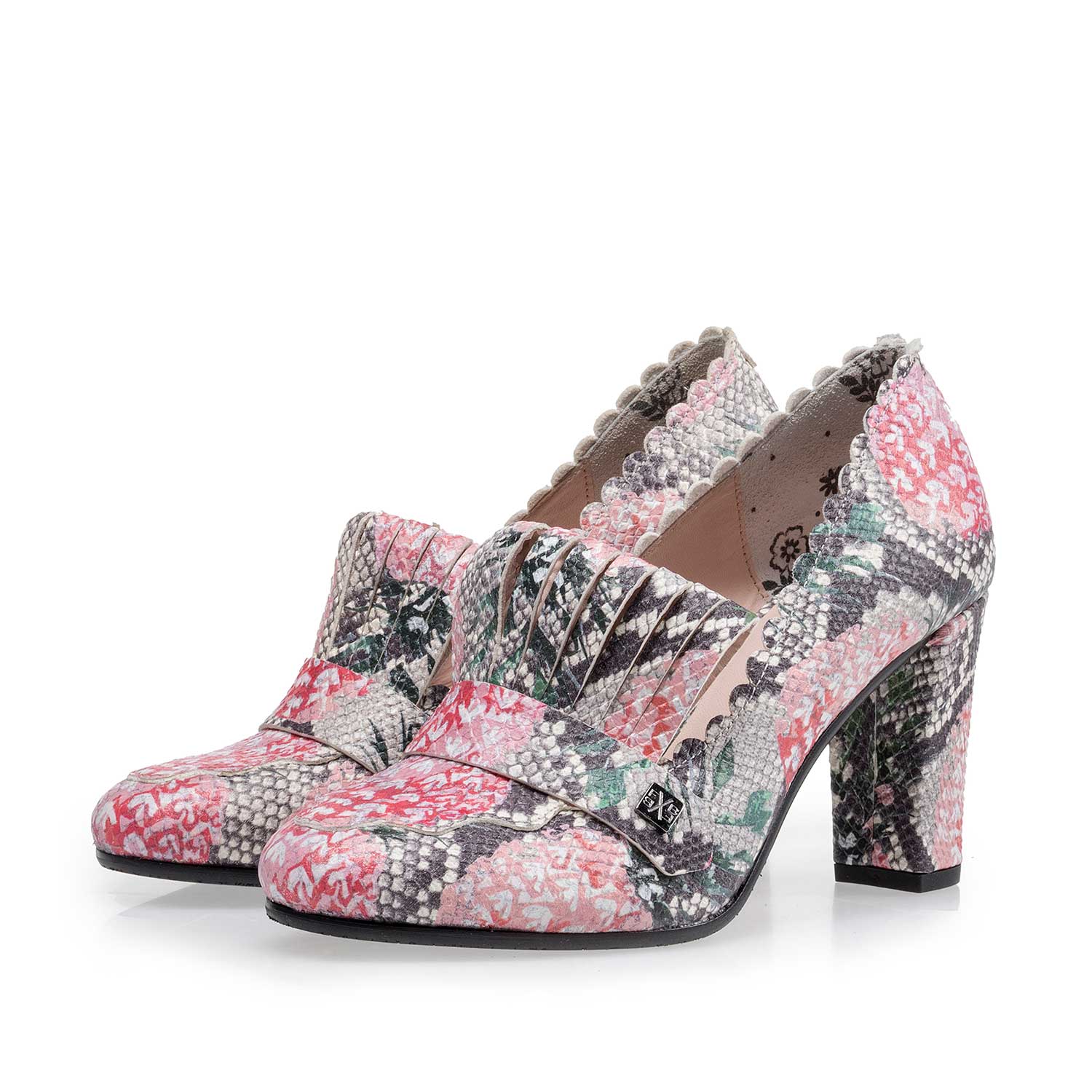 85190/05 - Multi-coloured leather pumps with all-over print 85190/05 - Multi-coloured leather pumps with all-over print