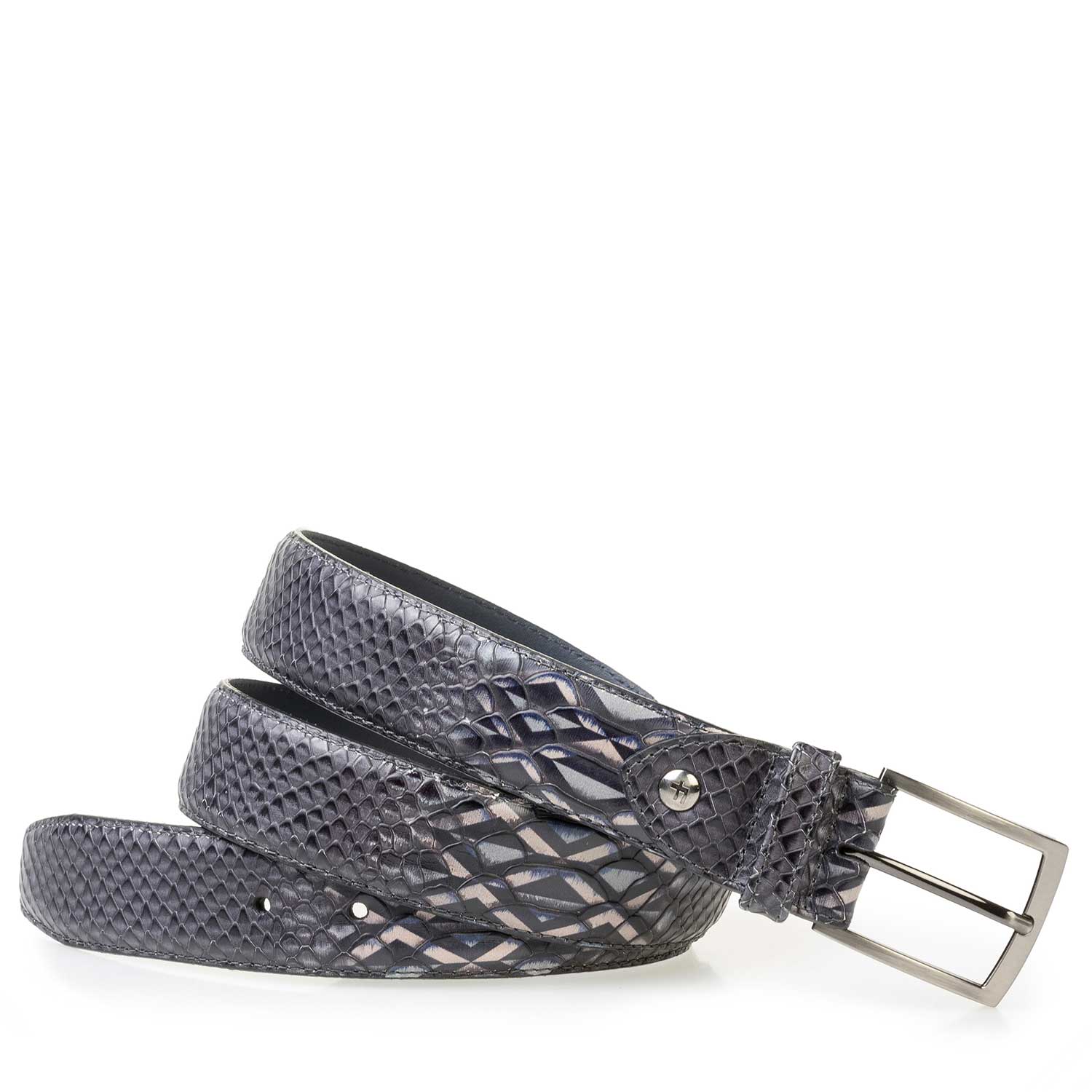 75200/28 - Grey calf leather belt with a pattern 75200/28 - Grey calf leather belt with a pattern