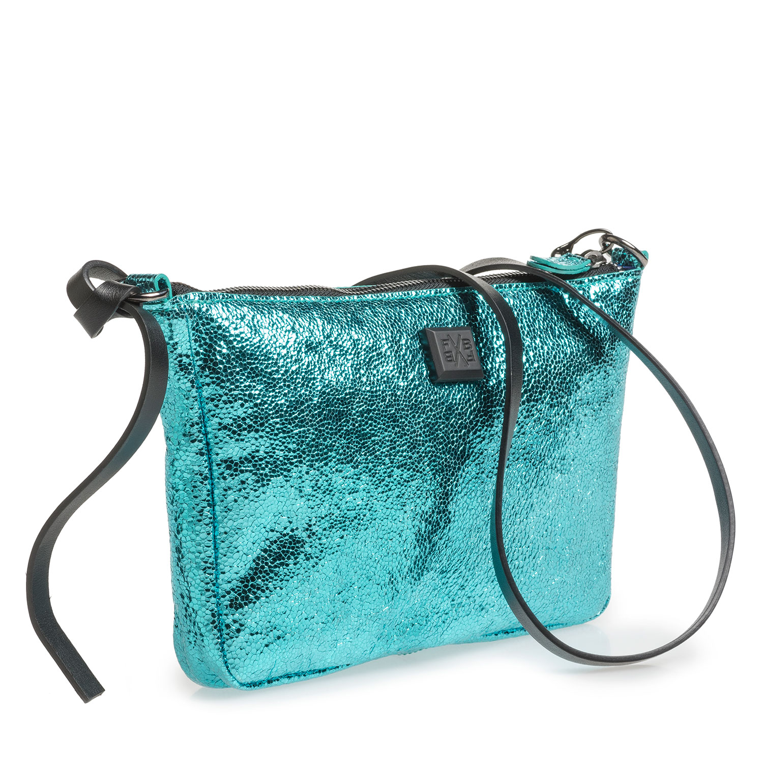 89019/10 - Light blue leather bag with metallic print 89019/10 - Light blue leather bag with metallic print