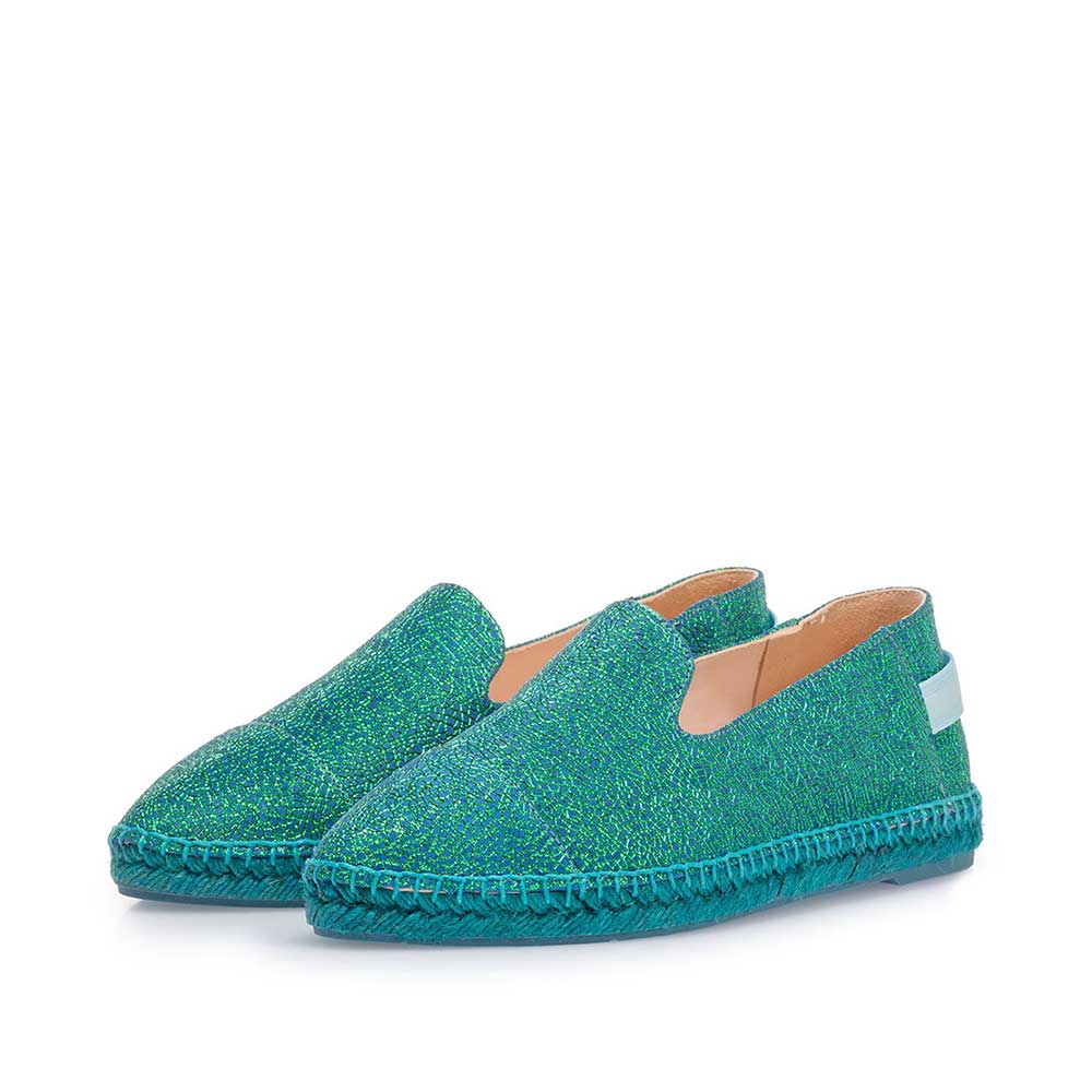 85420/09 - Blue leather espadrilles with metallic print 85420/09 - Blue leather espadrilles with metallic print