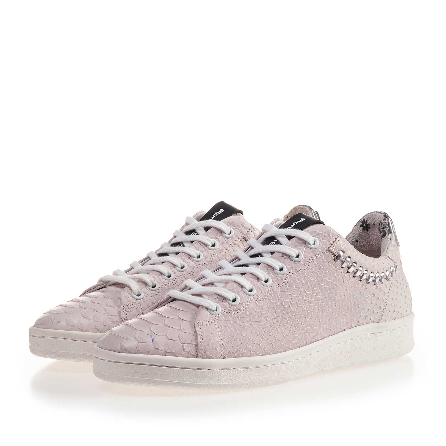 85251/03 - Light pink nubuck leather sneaker with snake print 85251/03 - Light pink nubuck leather sneaker with snake print