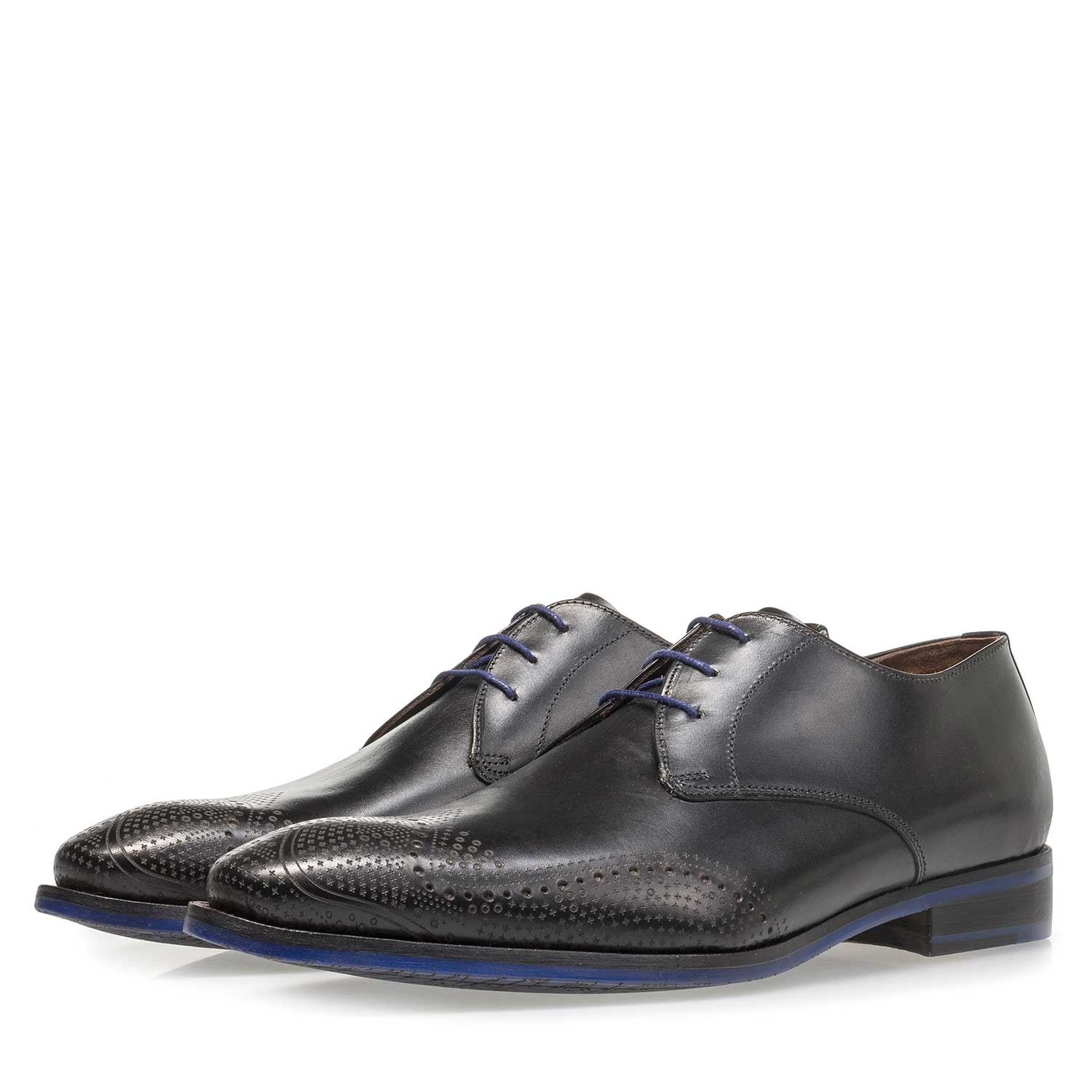 18175/01 - Black calf leather lace shoe with laser-cut pattern 18175/01 - Black calf leather lace shoe with laser-cut pattern