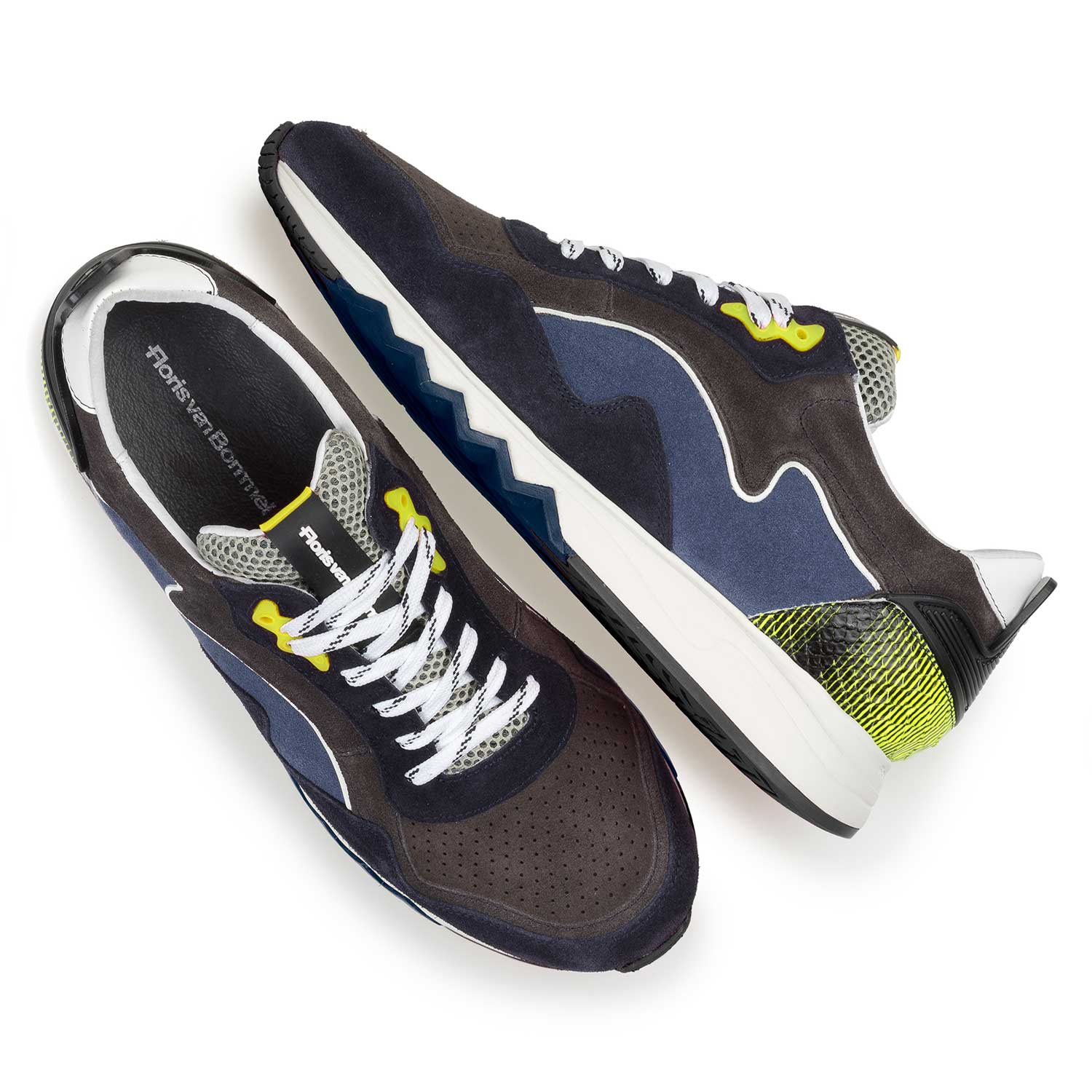 16092/00 - Yellow-blue suede leather sneaker 16092/00 - Yellow-blue suede leather sneaker