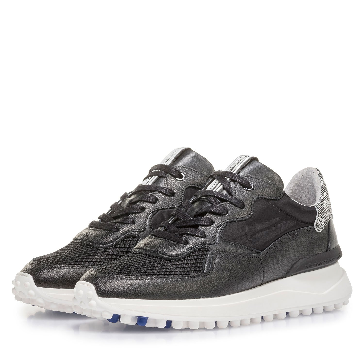 16301/13 - Black leather sneaker with print 16301/13 - Black leather sneaker with print