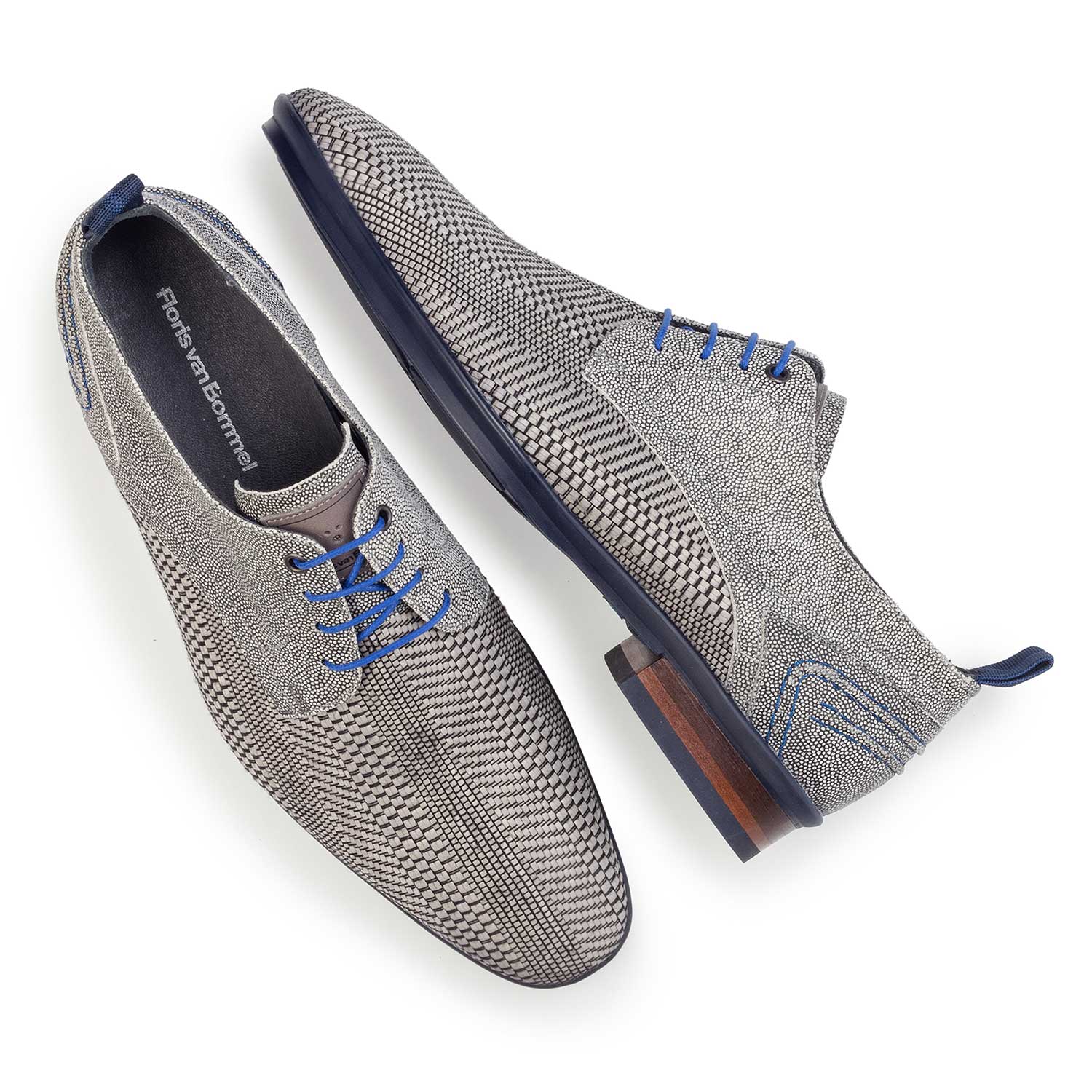 14067/02 - Grey lace shoe made of braided leather 14067/02 - Grey lace shoe made of braided leather