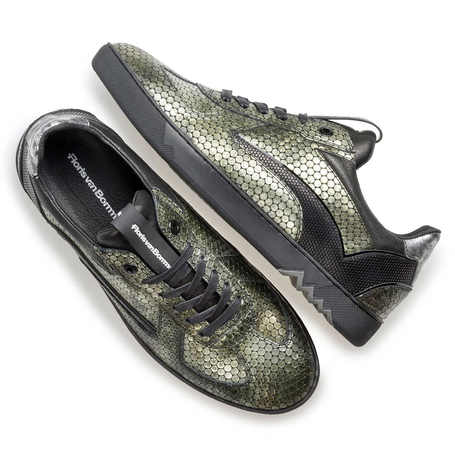 16242/08 - Green metallic print leather sneaker 16242/08 - Green metallic print leather sneaker