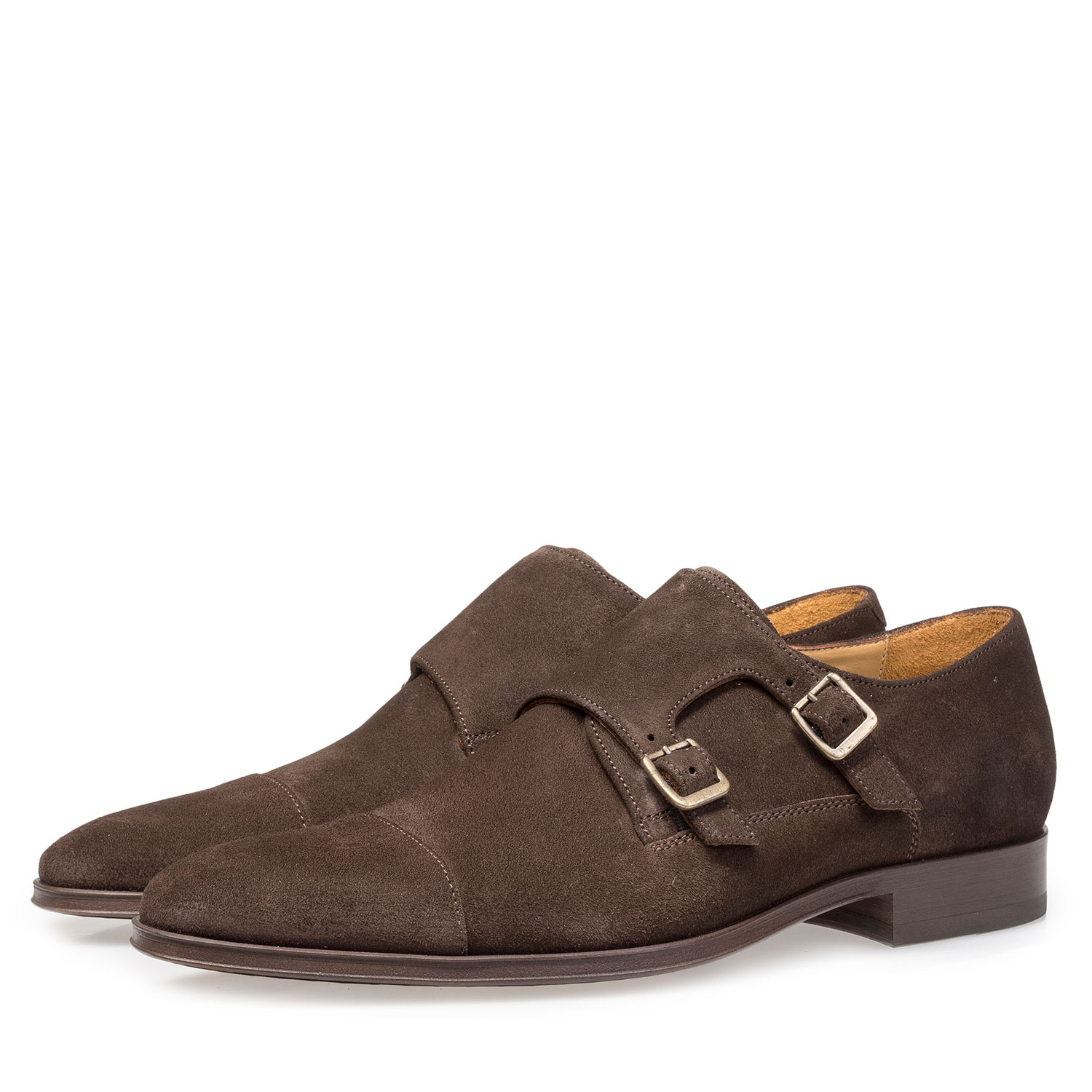 12049/02 - Dark brown calf suede leather monk strap 12049/02 - Dark brown calf suede leather monk strap