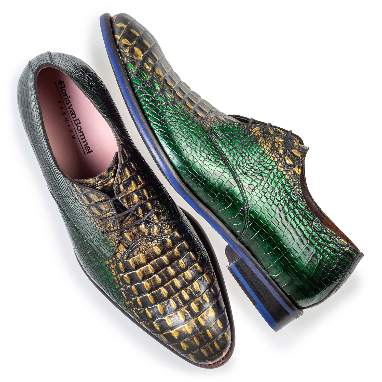 18167/06 - Lace shoe green croco leather 18167/06 - Lace shoe green croco leather