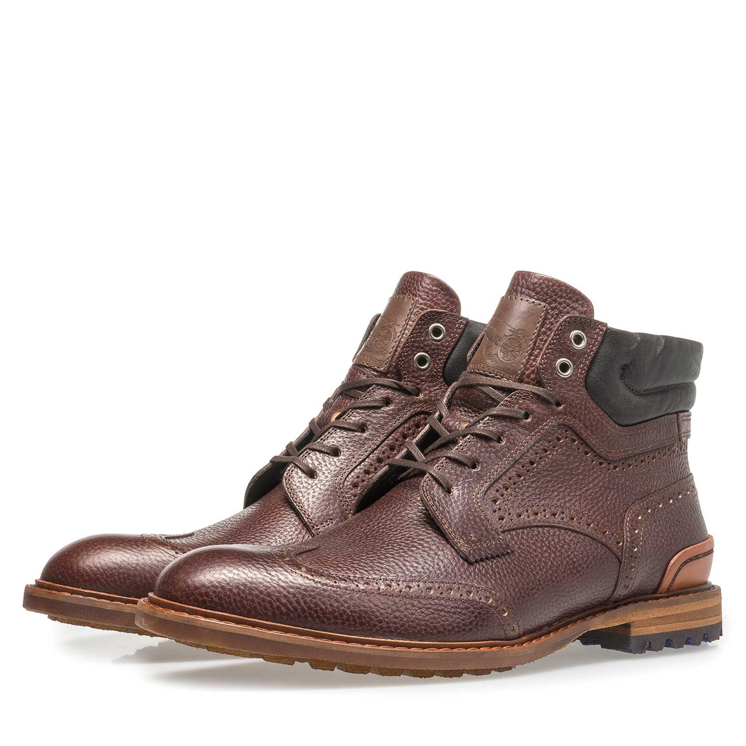 10816/05 - Dark brown leather lace boot with print 10816/05 - Dark brown leather lace boot with print