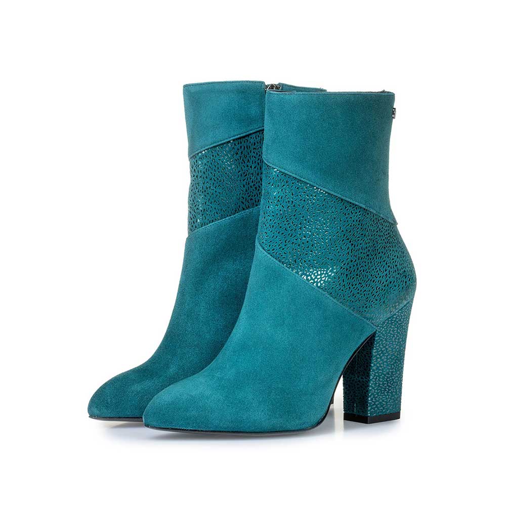 85622/00 - Blue ankle boots with metallic print 85622/00 - Blue ankle boots with metallic print