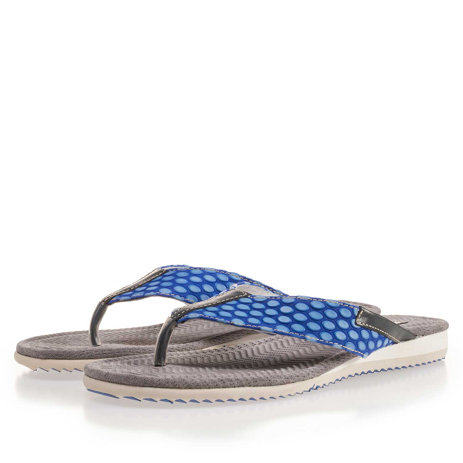 20022/22 - Cobalt clue, printed leather thong slipper 20022/22 - Cobalt clue, printed leather thong slipper
