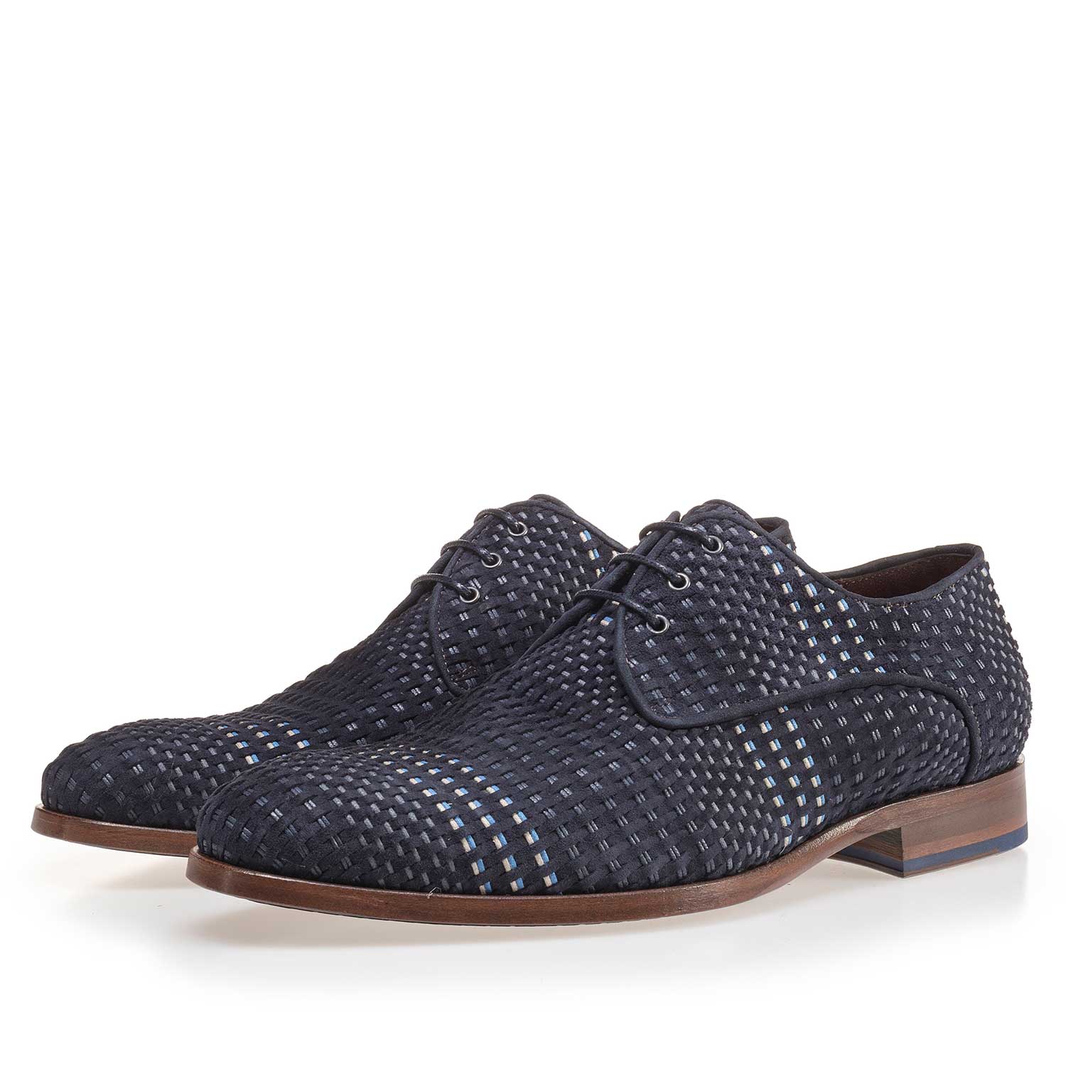 14210/00 - Dark blue lace shoe made of braided leather 14210/00 - Dark blue lace shoe made of braided leather
