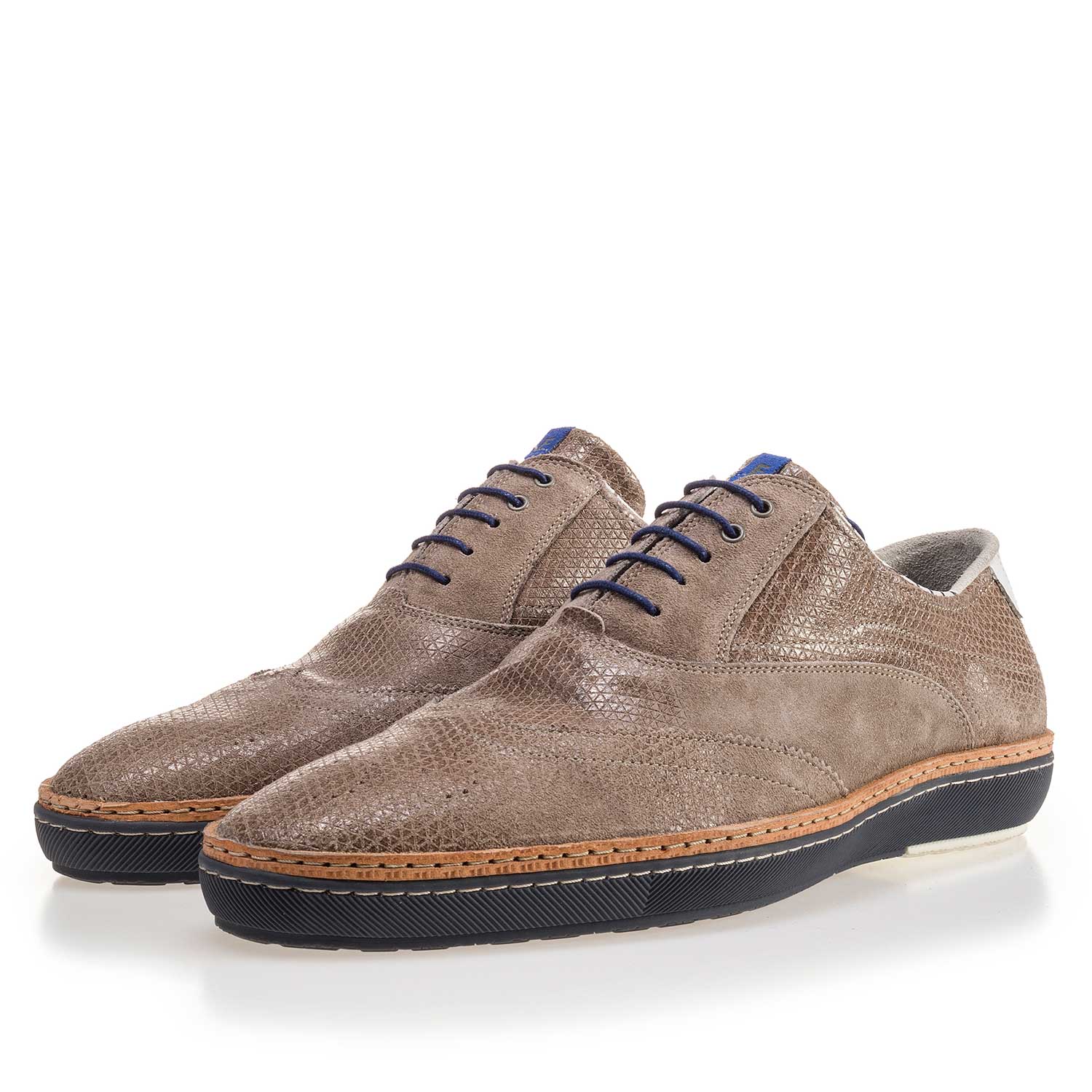 19072/00 - Taupe-coloured patterned suede leather sneaker 19072/00 - Taupe-coloured patterned suede leather sneaker