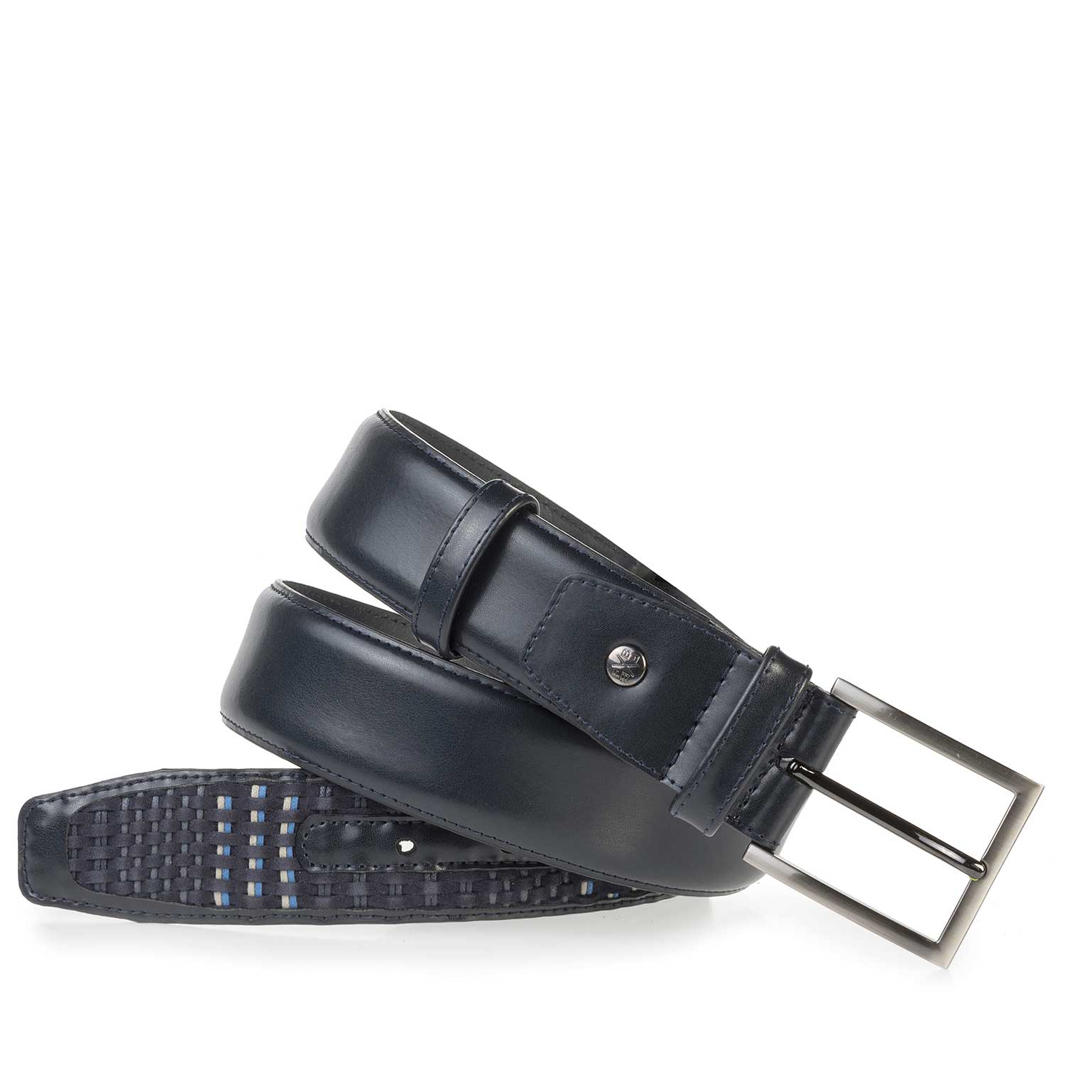 75159/10 - Dark blue belt made of braided leather 75159/10 - Dark blue belt made of braided leather