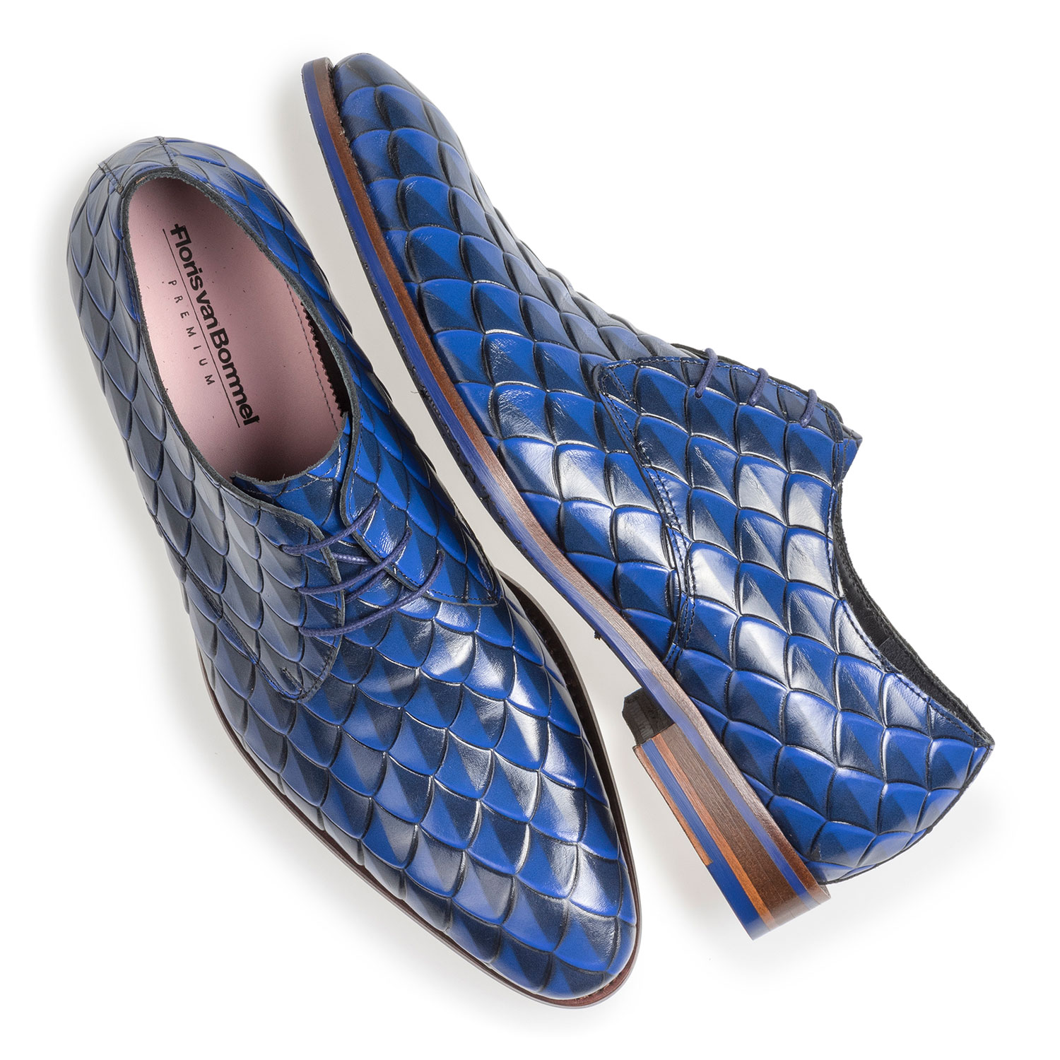 18167/03 - Premium blue leather lace shoe with print 18167/03 - Premium blue leather lace shoe with print