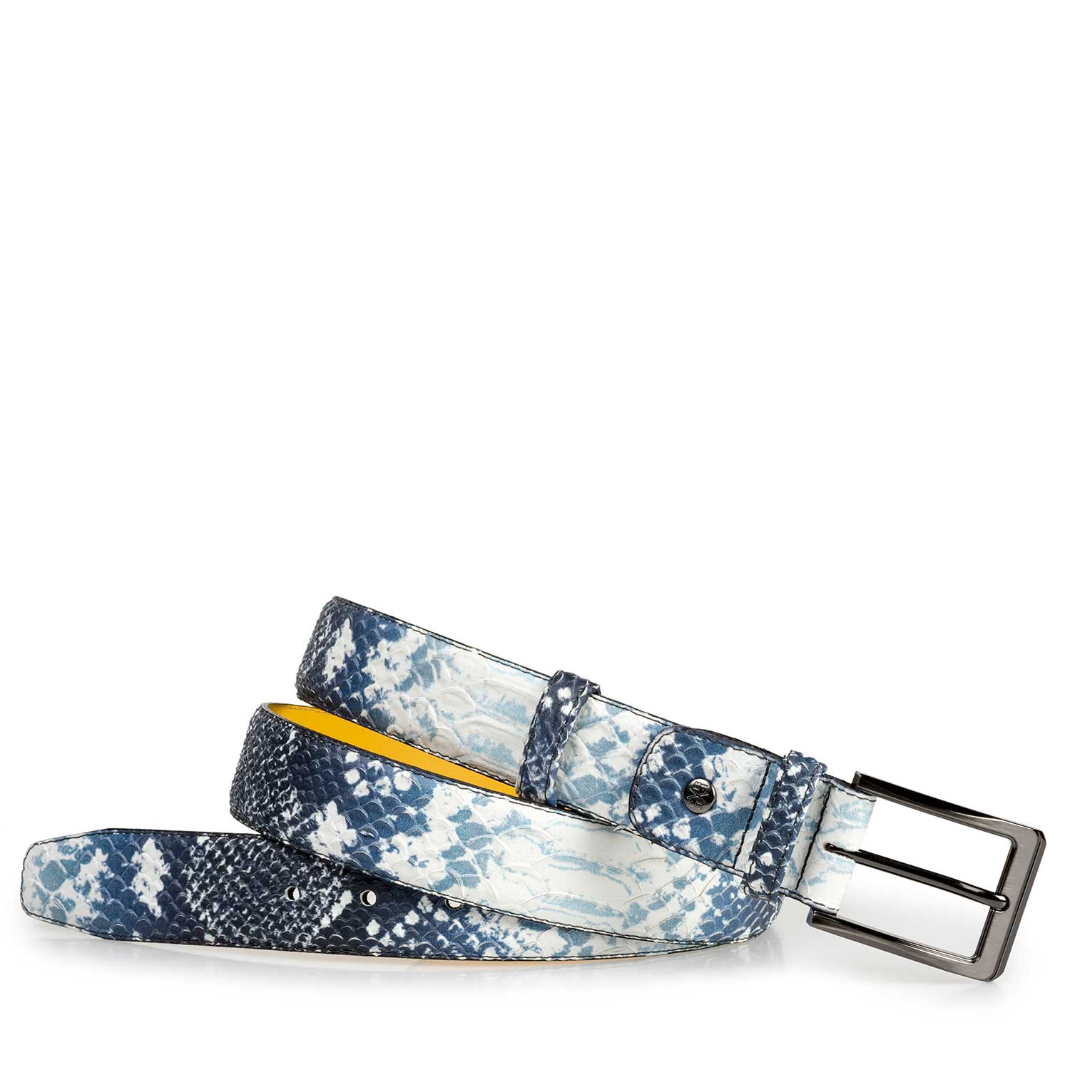 75182/03 - Dark blue leather belt with a snake pattern 75182/03 - Dark blue leather belt with a snake pattern