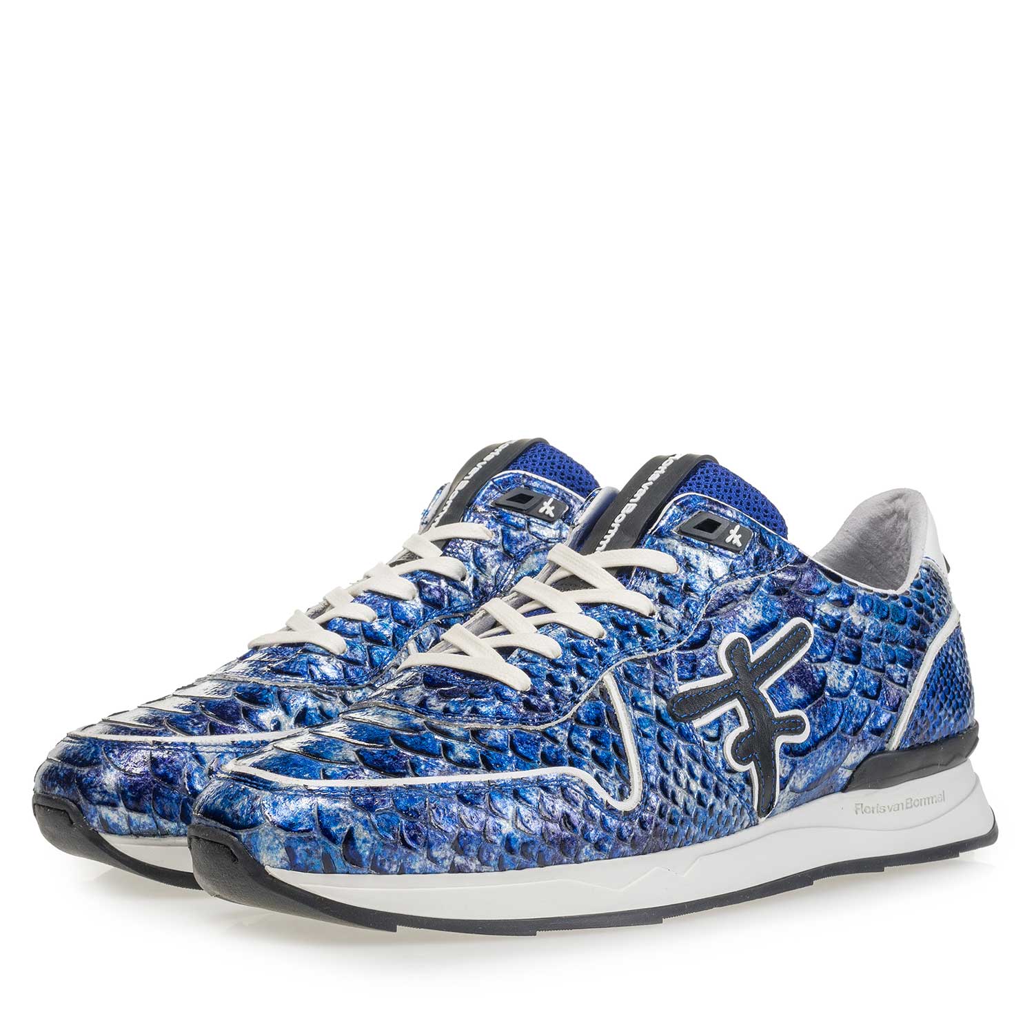 16246/14 - Blue patent leather snake print sneaker 16246/14 - Blue patent leather snake print sneaker