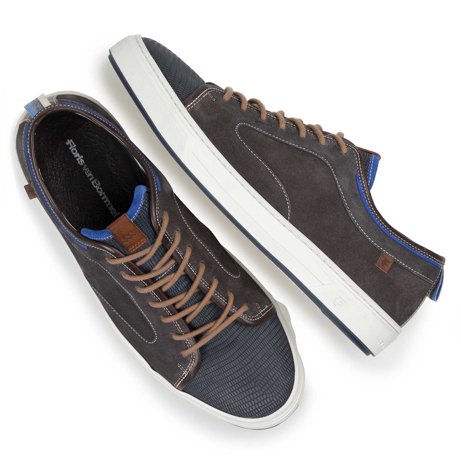 13466/08 - Dark grey & blue lizard print suede leather sneaker 13466/08 - Dark grey & blue lizard print suede leather sneaker