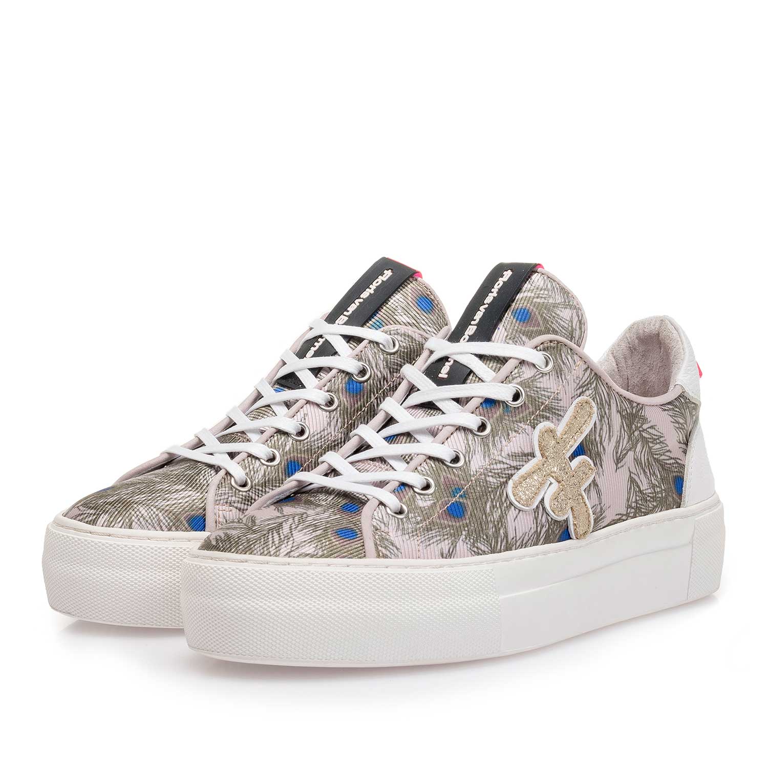 85267/00 - Pale pink suede leather sneaker with fabric parts 85267/00 - Pale pink suede leather sneaker with fabric parts