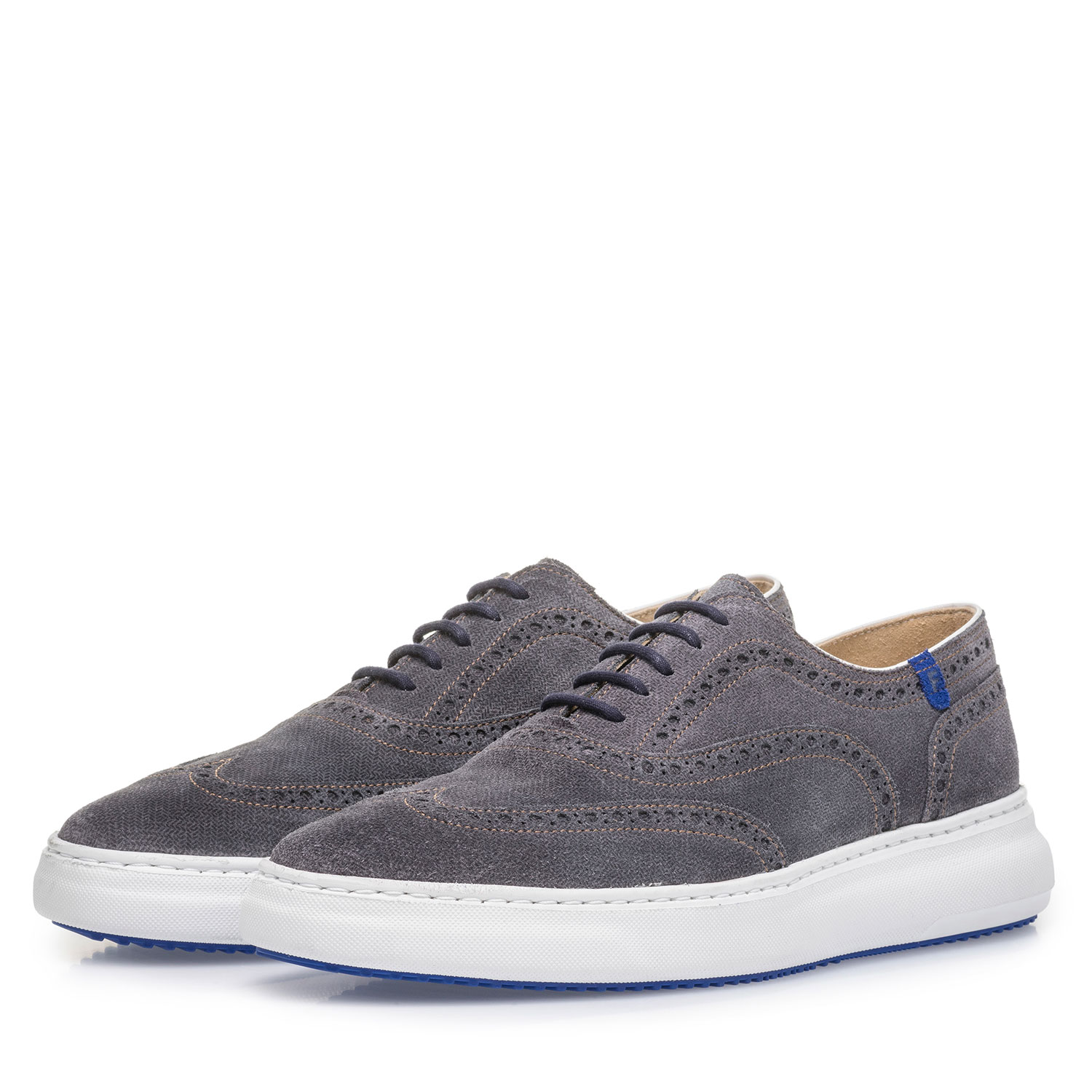 19400/08 - Dark grey suede leather lace shoe with print 19400/08 - Dark grey suede leather lace shoe with print