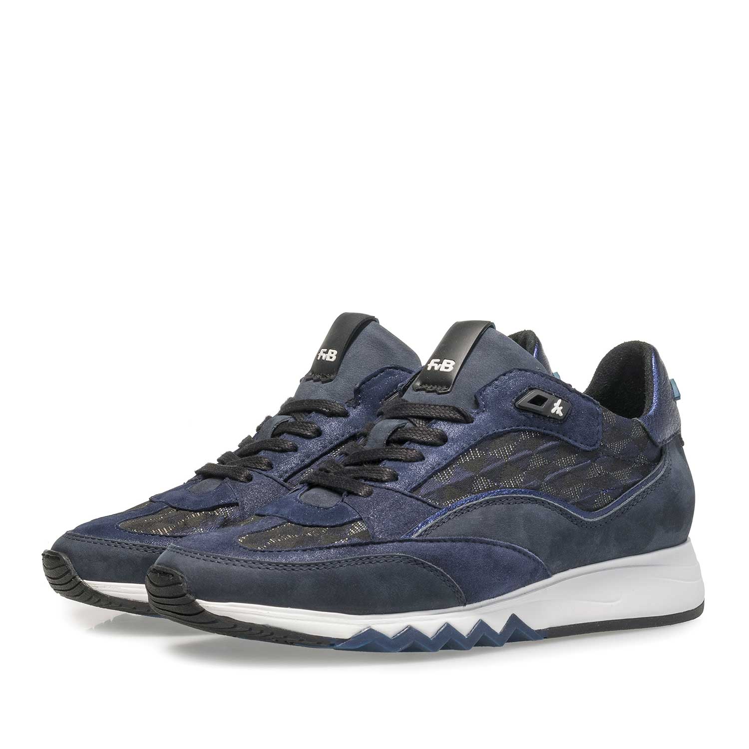 85289/03 - Blue suede leather sneaker with graphic print 85289/03 - Blue suede leather sneaker with graphic print