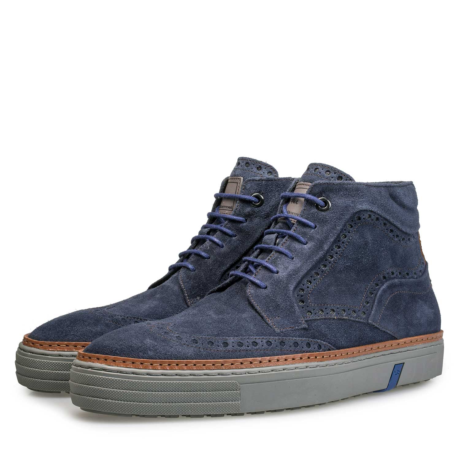 10080/01 - Blue suede leather brogue sneaker 10080/01 - Blue suede leather brogue sneaker