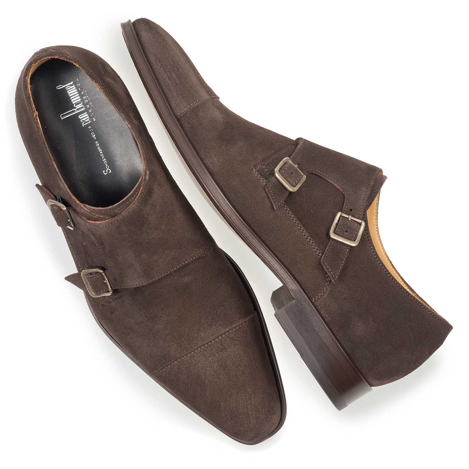 12049/02 - Dark brown calf suede leather monk strap 12049/02 - Dark brown calf suede leather monk strap