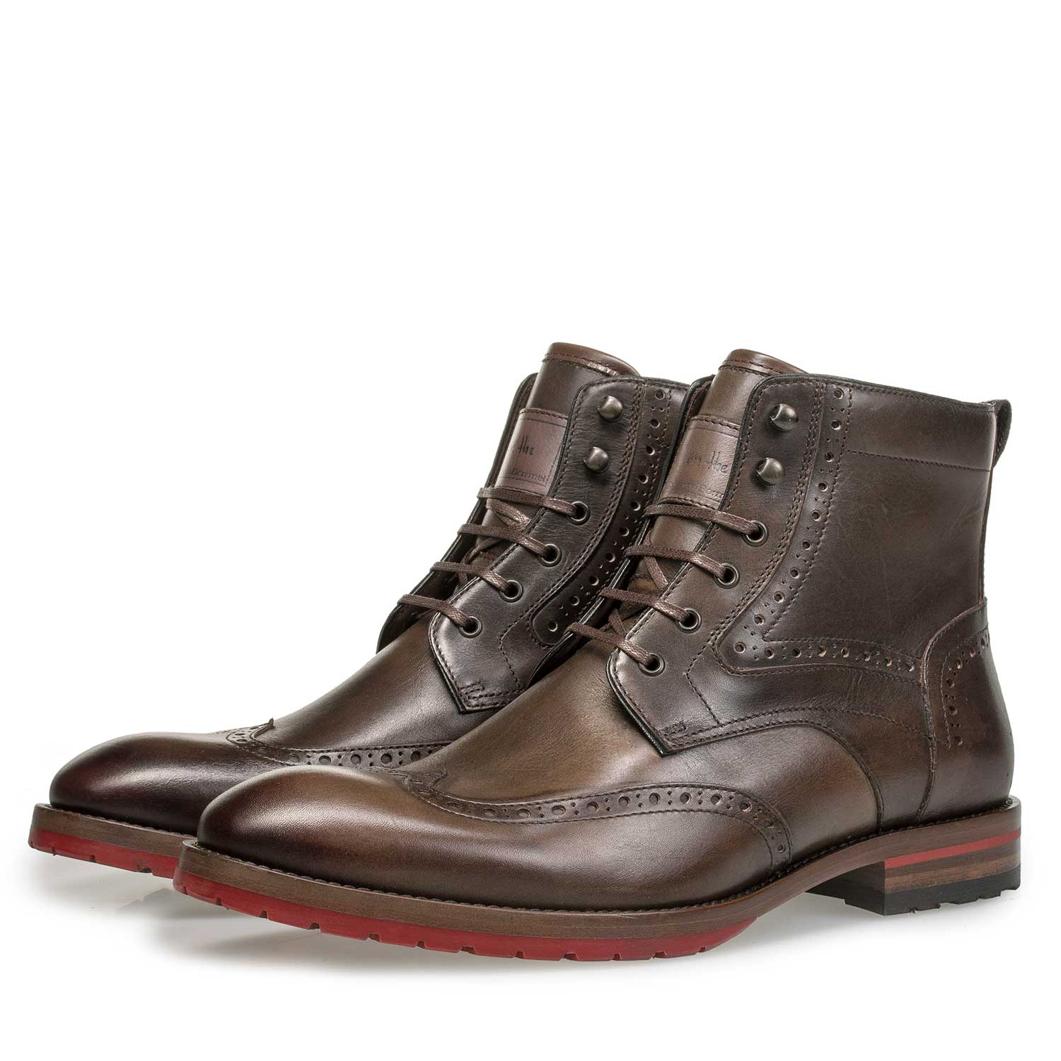 10295/08 - Dark brown calf leather brogue lace boot 10295/08 - Dark brown calf leather brogue lace boot