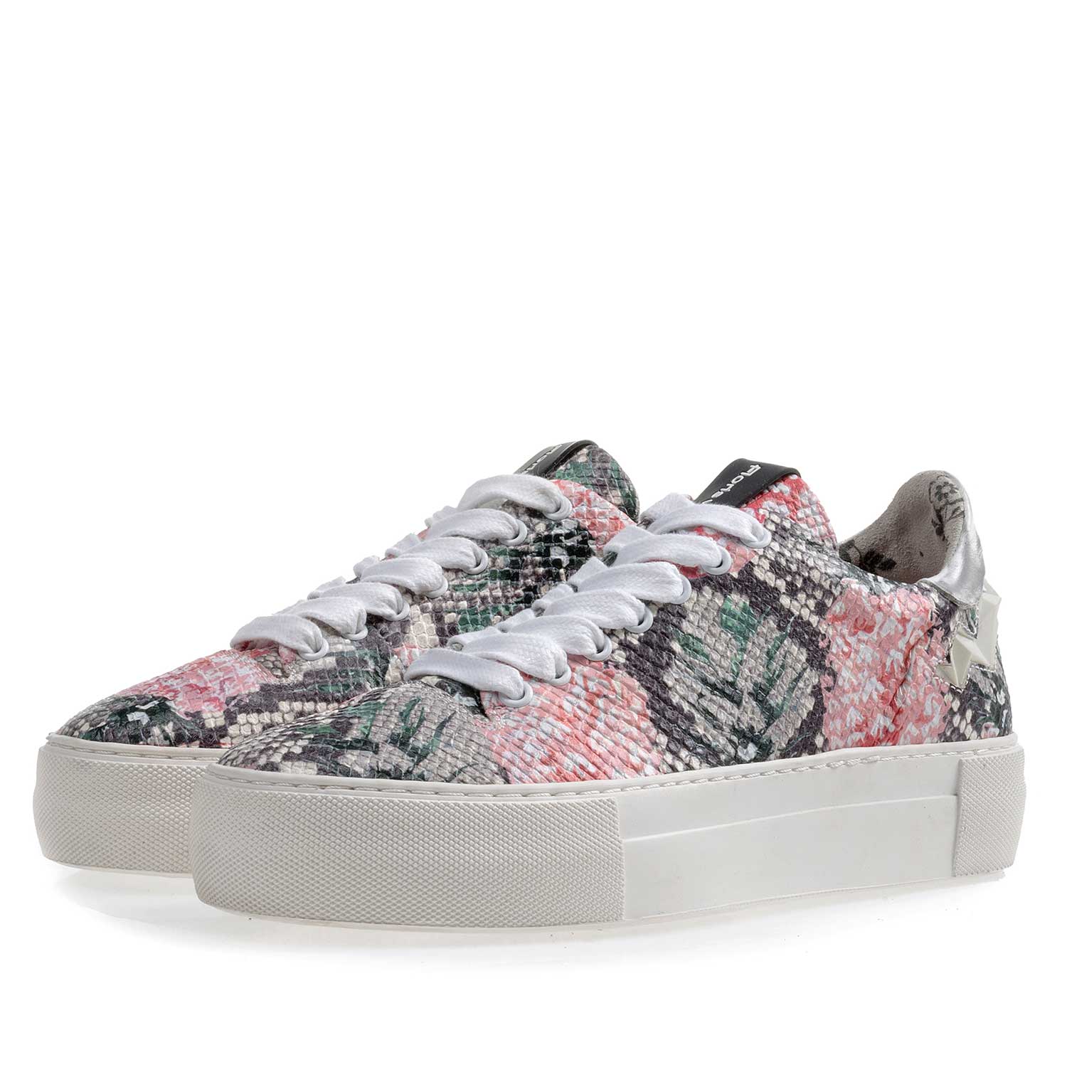 85234/03 - Multi-coloured leather sneaker with printed motif 85234/03 - Multi-coloured leather sneaker with printed motif