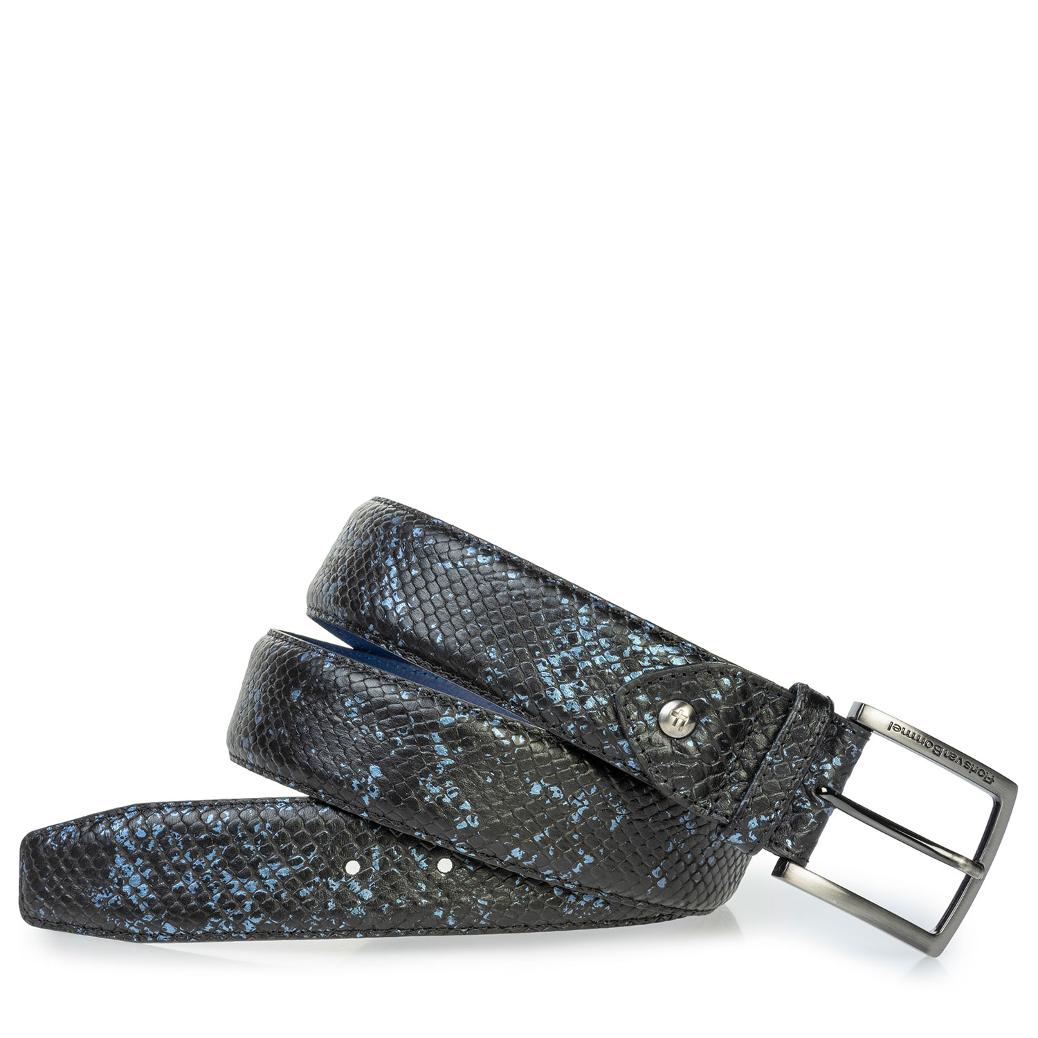 75204/05 - Leather belt with metallic print blue 75204/05 - Leather belt with metallic print blue