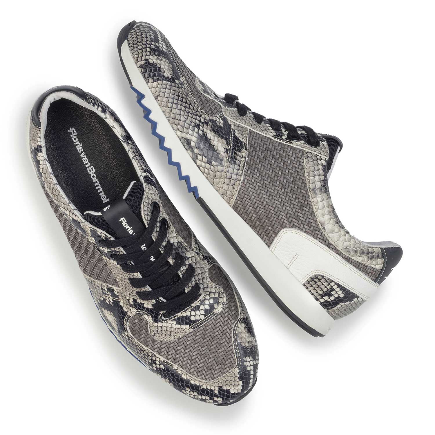 16171/03 - Grey leather sneaker with a snake print 16171/03 - Grey leather sneaker with a snake print