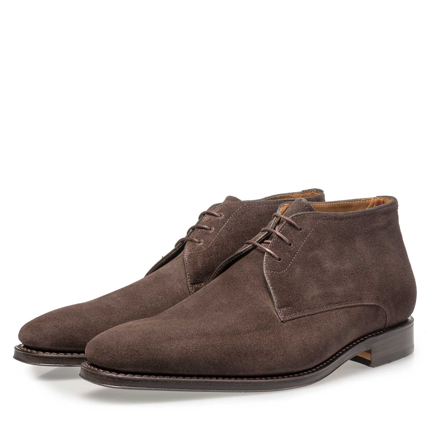 10650/02 - Dark brown waxed suede leather lace shoe 10650/02 - Dark brown waxed suede leather lace shoe