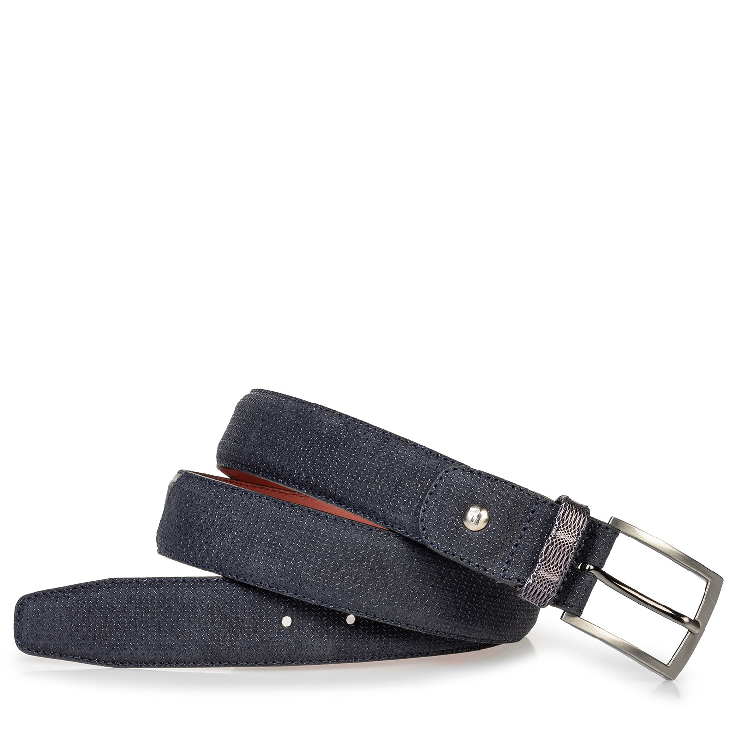 75188/74 - Suede leather belt blue with print 75188/74 - Suede leather belt blue with print