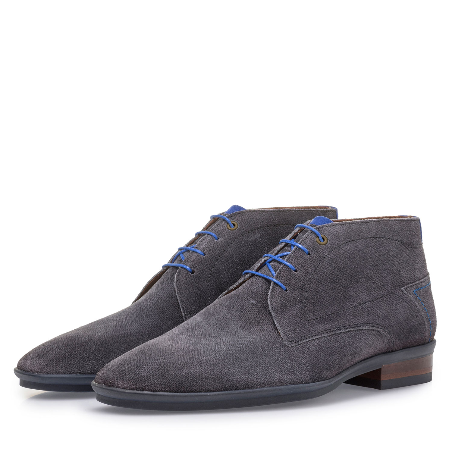20440/02 - Dark grey suede leather lace boot with print 20440/02 - Dark grey suede leather lace boot with print