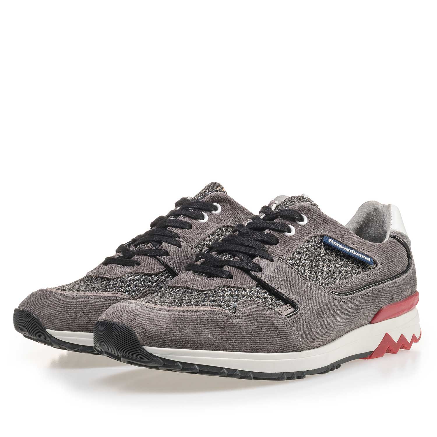 16220/07 - Grey suede leather sneaker finished with a denim structure 16220/07 - Grey suede leather sneaker finished with a denim structure