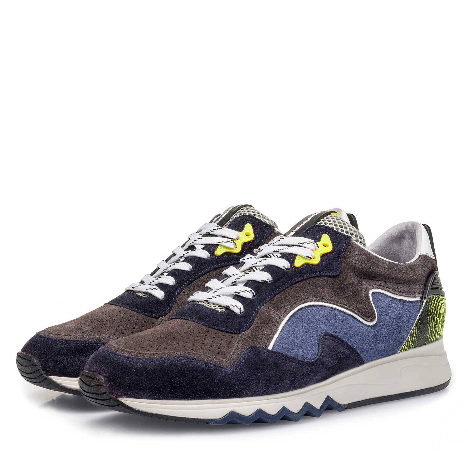 16092/00 - Yellow-blue suede leather sneaker 16092/00 - Yellow-blue suede leather sneaker
