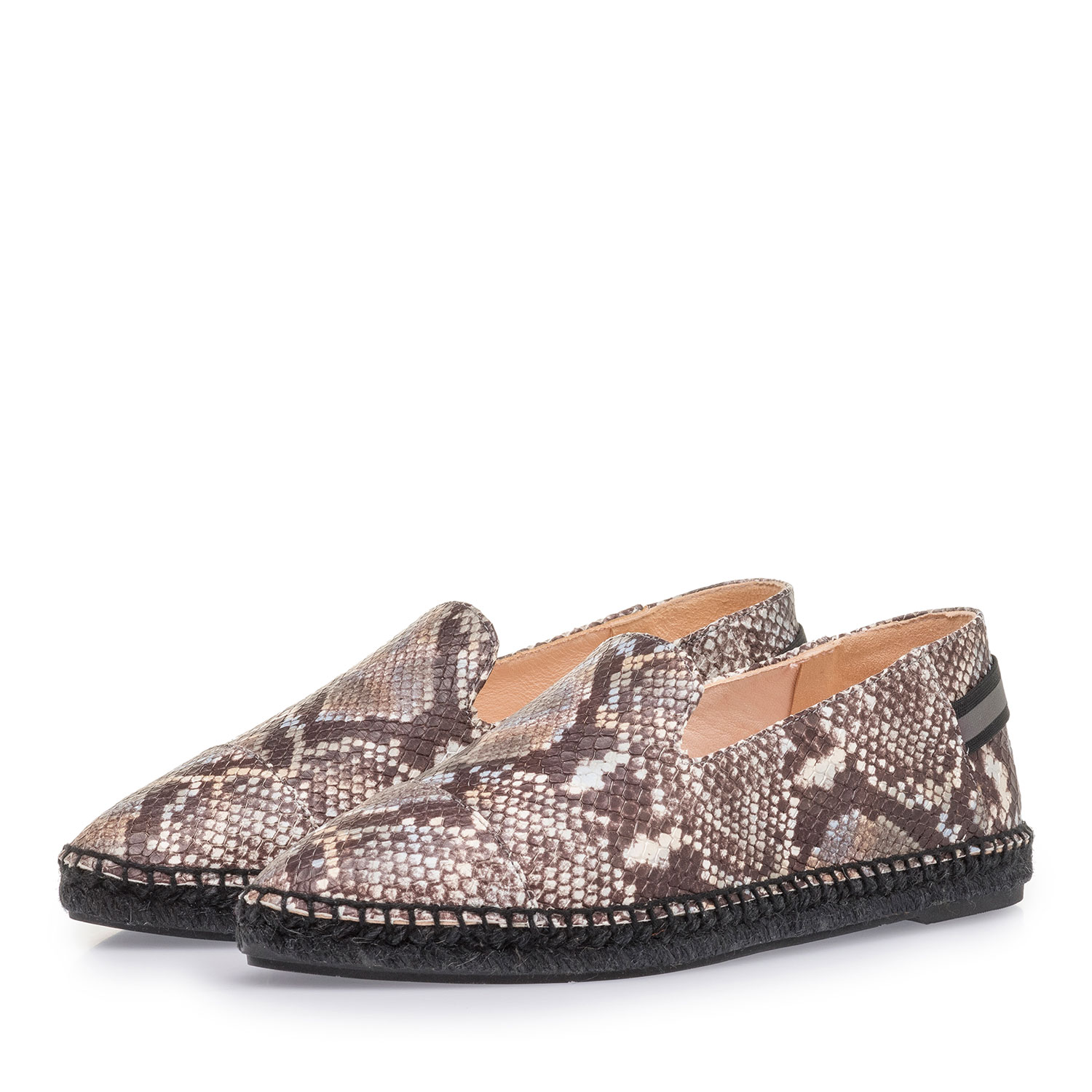 85420/07 - Brown and white leather espadrilles with snake print 85420/07 - Brown and white leather espadrilles with snake print