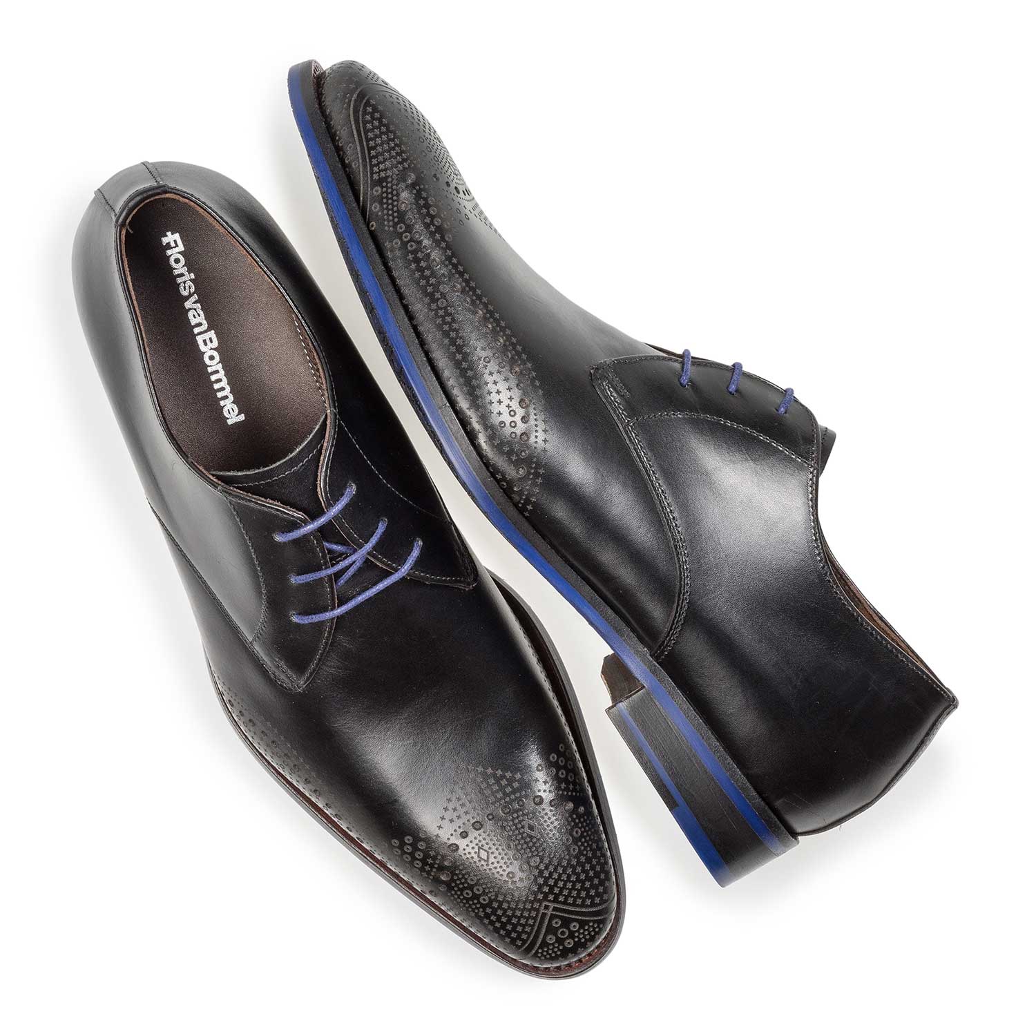 18175/01 - Black calf leather lace shoe with laser-cut pattern 18175/01 - Black calf leather lace shoe with laser-cut pattern