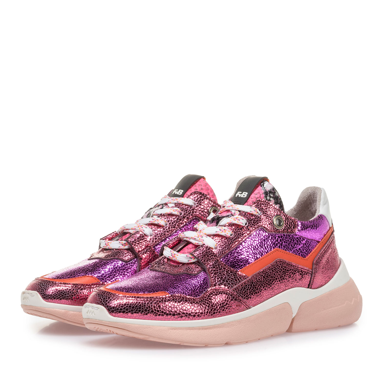 85291/14 - Pink leather sneaker with metallic print 85291/14 - Pink leather sneaker with metallic print