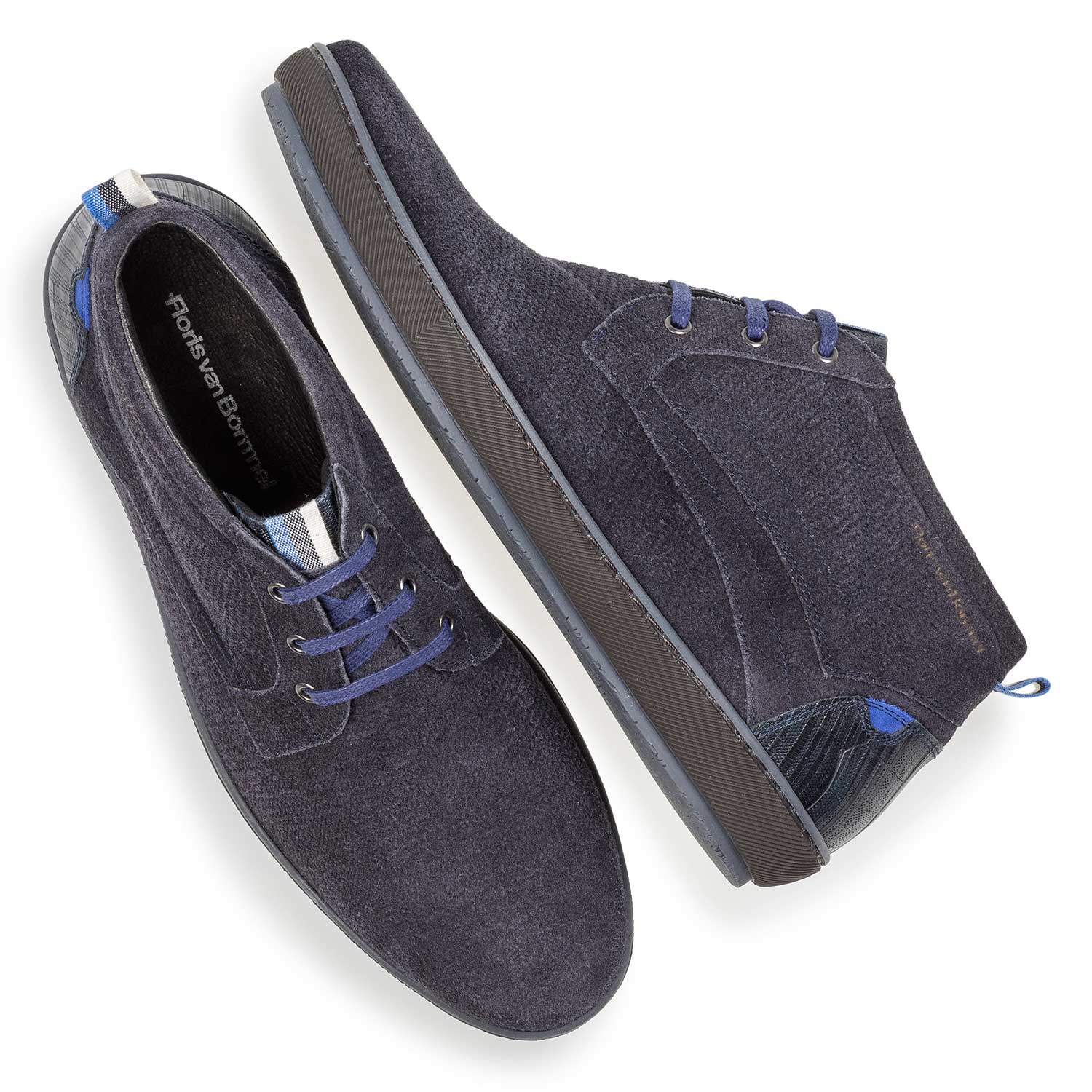 10074/12 - Dark blue printed suede leather lace shoe 10074/12 - Dark blue printed suede leather lace shoe