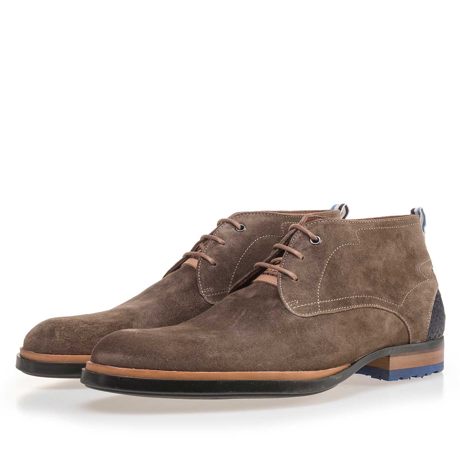 10947/07 - Taupe-coloured suede leather lace boot 10947/07 - Taupe-coloured suede leather lace boot