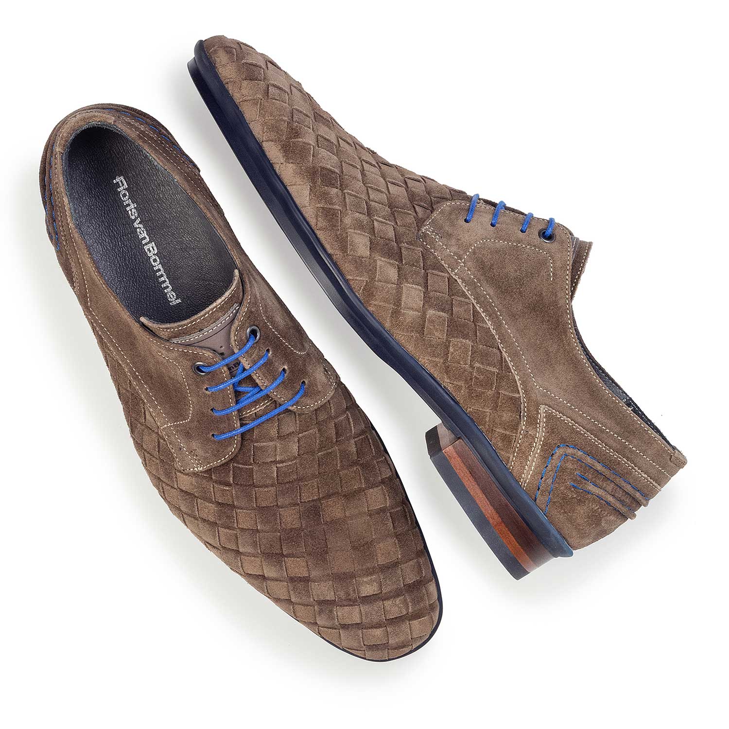 14058/01 - Taupe-coloured lace shoe made of braided leather 14058/01 - Taupe-coloured lace shoe made of braided leather