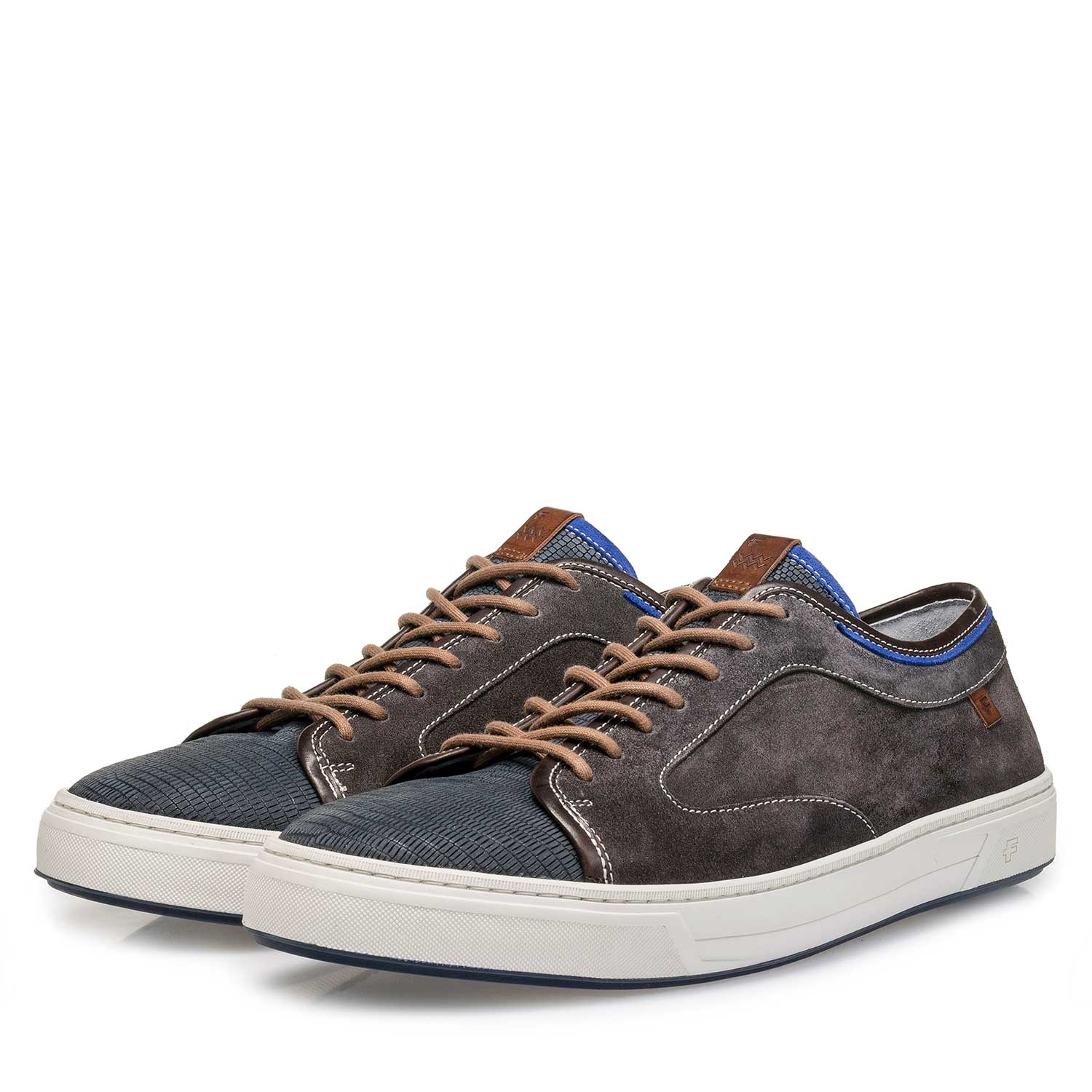 13466/08 - Dark grey & blue lizard print suede leather sneaker 13466/08 - Dark grey & blue lizard print suede leather sneaker
