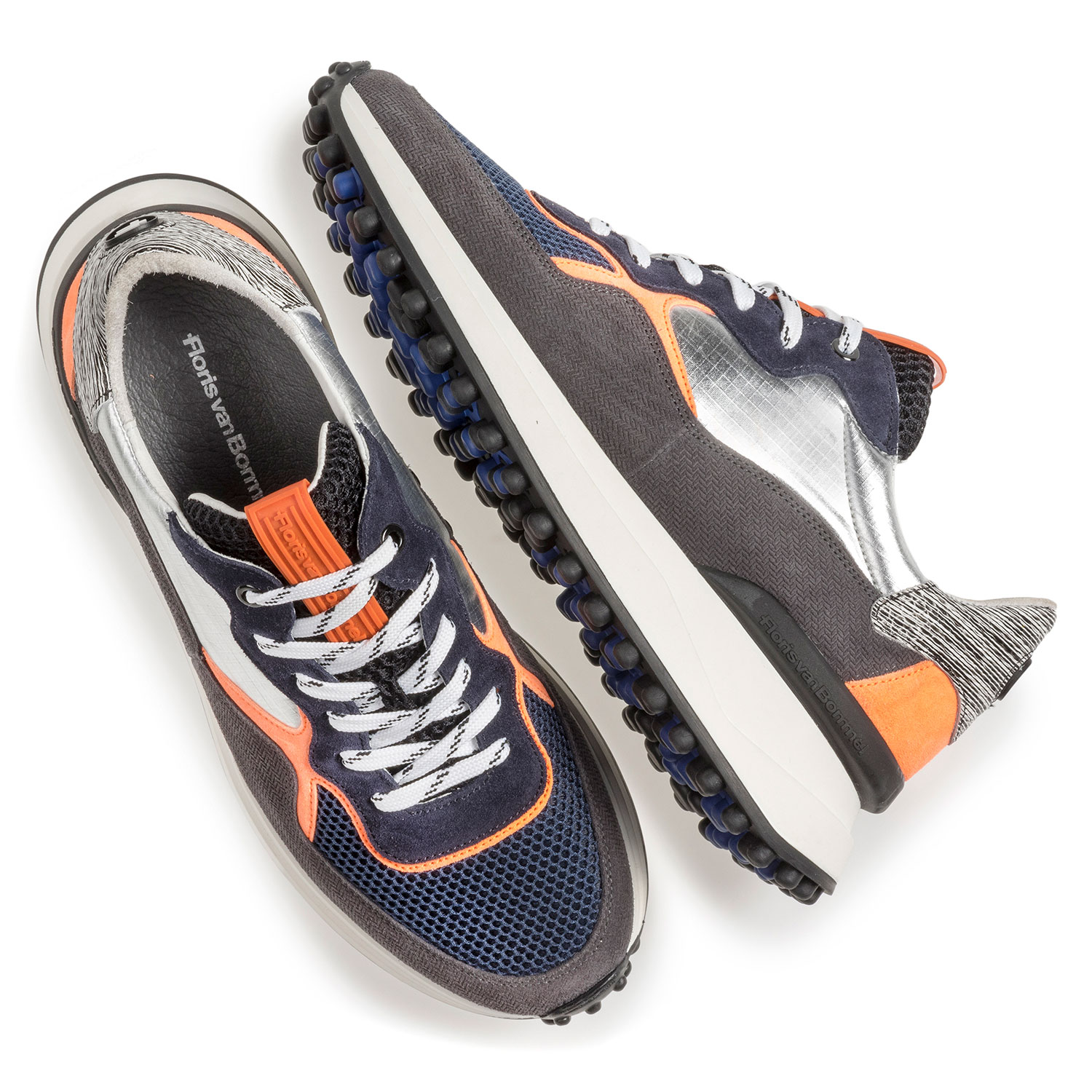 16301/20 - Suede leather sneaker with orange details 16301/20 - Suede leather sneaker with orange details