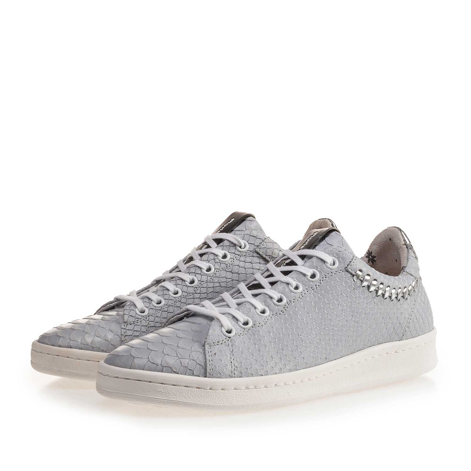 85251/01 - Light blue nubuck leather sneaker with snake print 85251/01 - Light blue nubuck leather sneaker with snake print